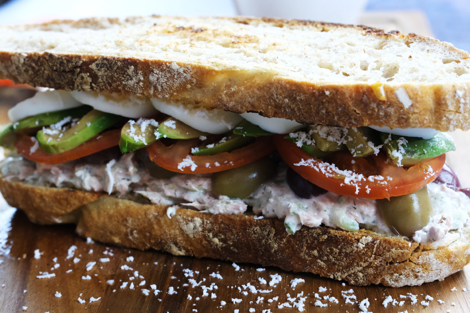Tuna Tzatziki Olive Avocado Egg Sandwich recipe