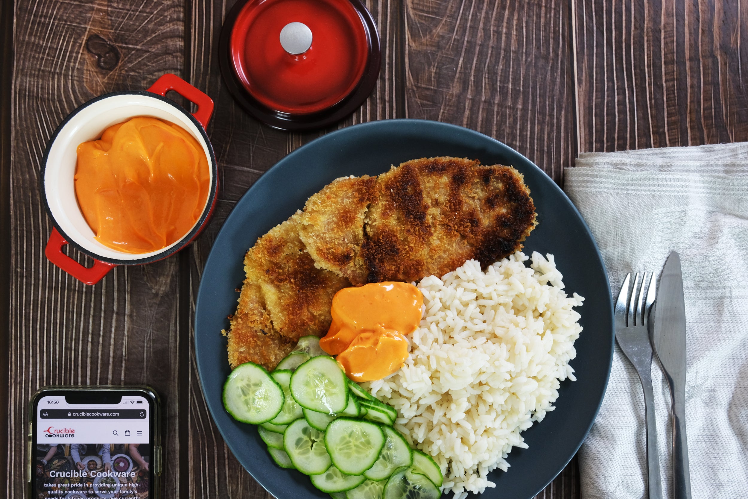 Christmas Ham Schnitzel with Pickled Cucumber and Chili Mayonnaise