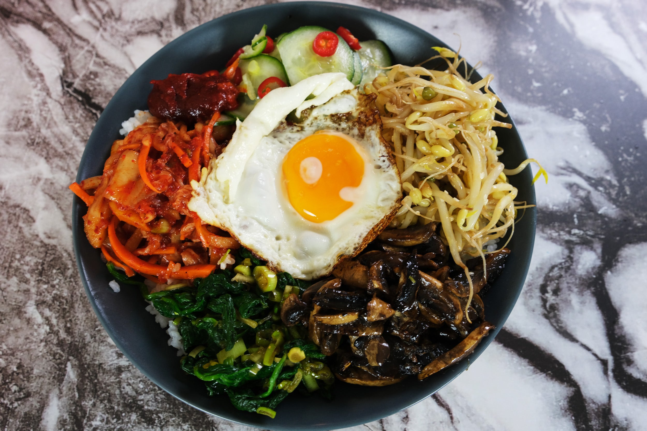 Bibimbap with mushrooms