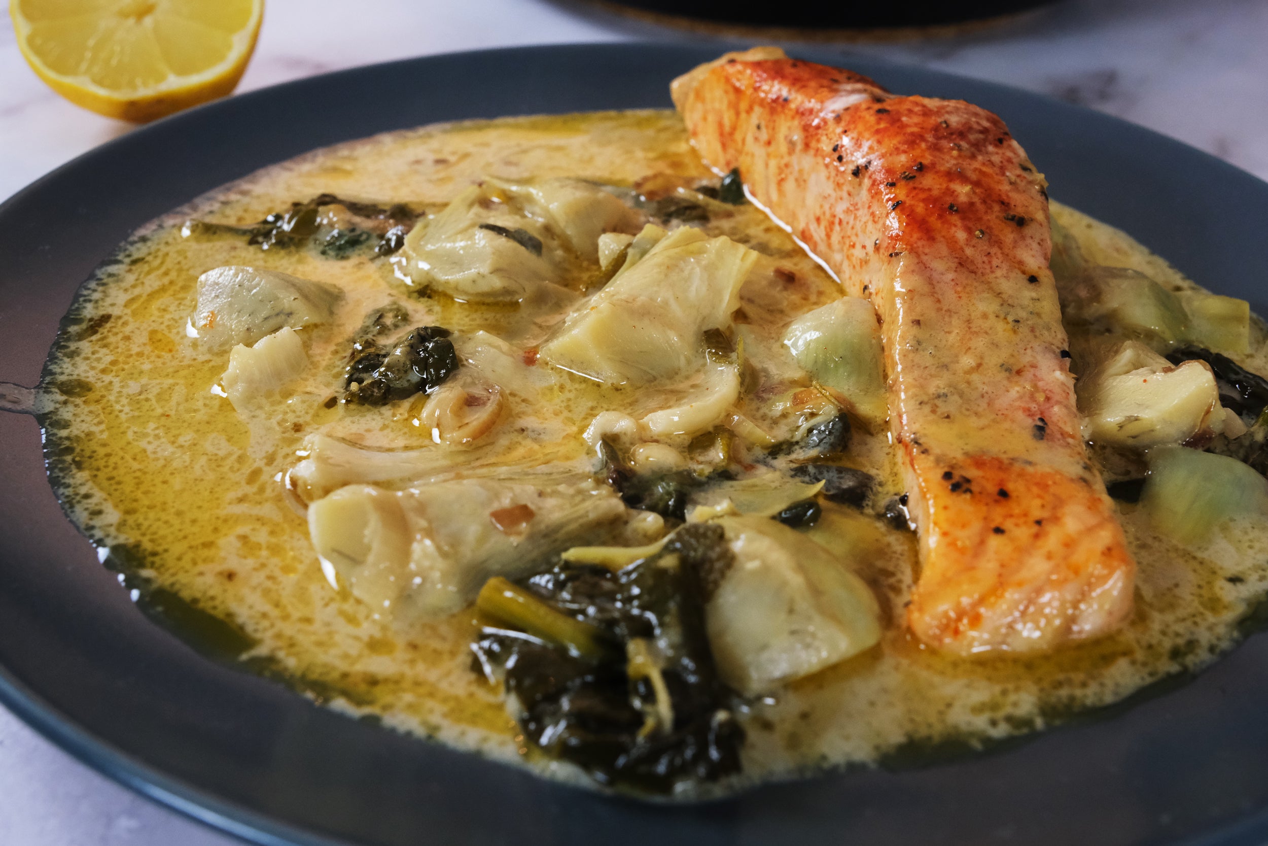 Creamy Artichoke and Spinach Salmon