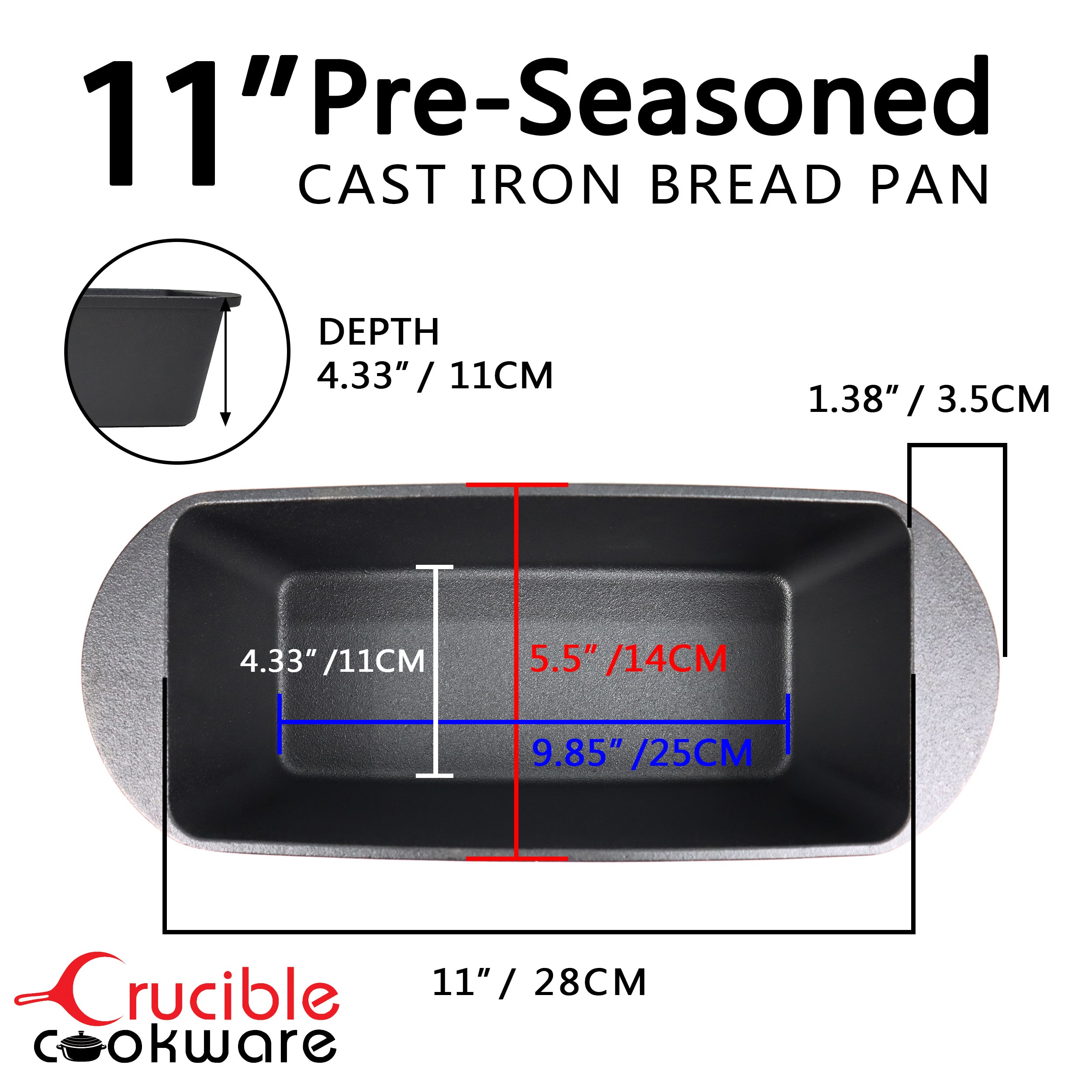 Cast Iron Bread Pan with Lid – Oven Safe Form for Baking and Cooking - Loaf Pan