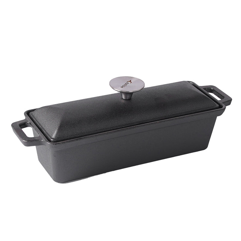 Cast Iron Bread Pan with Lid - Oven Safe Form for Baking and Cooking - Loaf Pan