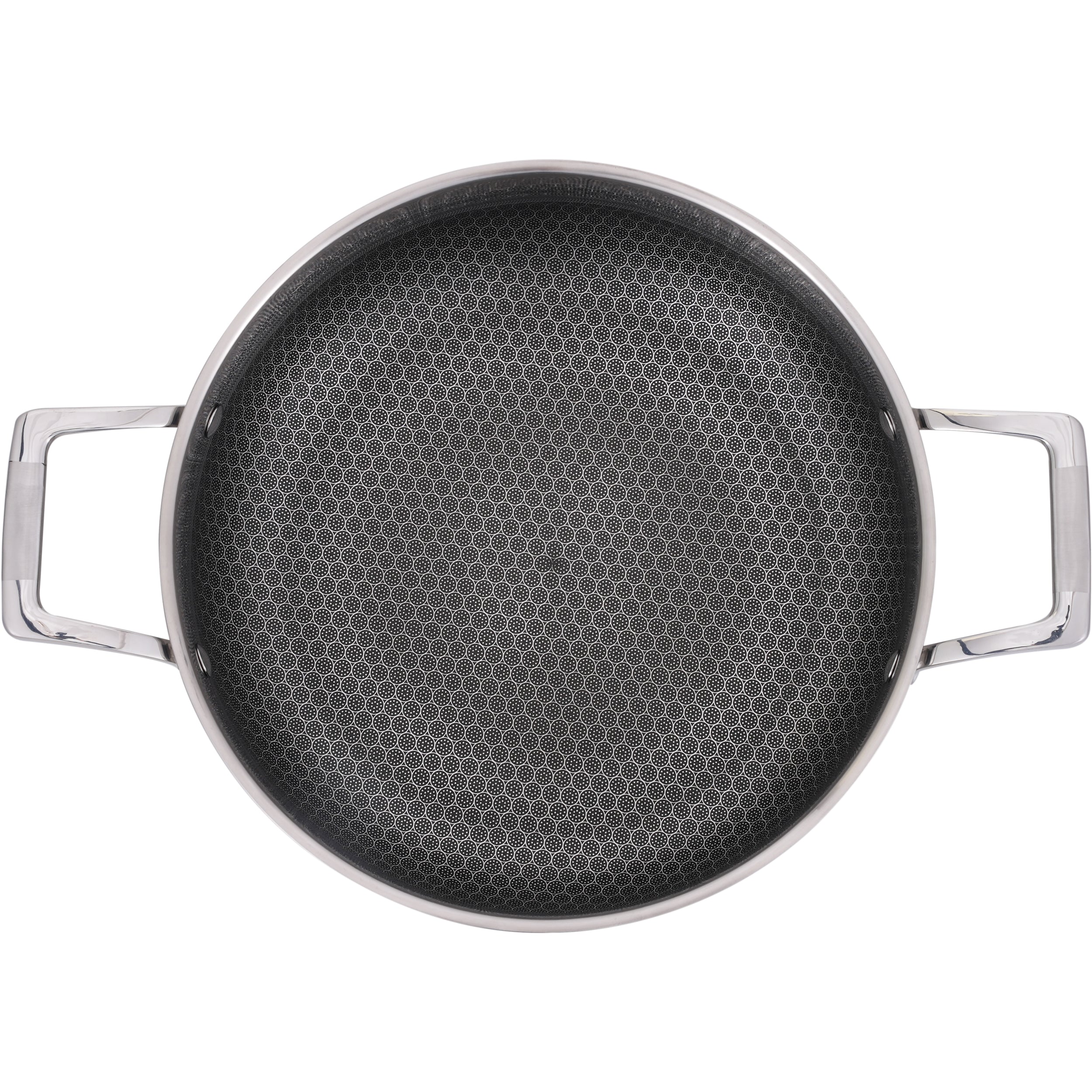 Hybrid Nonstick Sauté Pan – 28 cm (11”) Tri-Ply Stainless Steel with Loop Handles + Tempered Glass Lid, 5 L Capacity