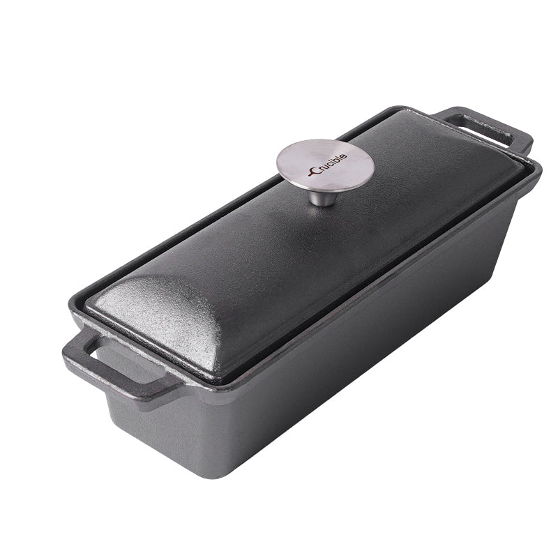 Cast Iron Bread Pan with Lid - Oven Safe Form for Baking and Cooking - Loaf Pan