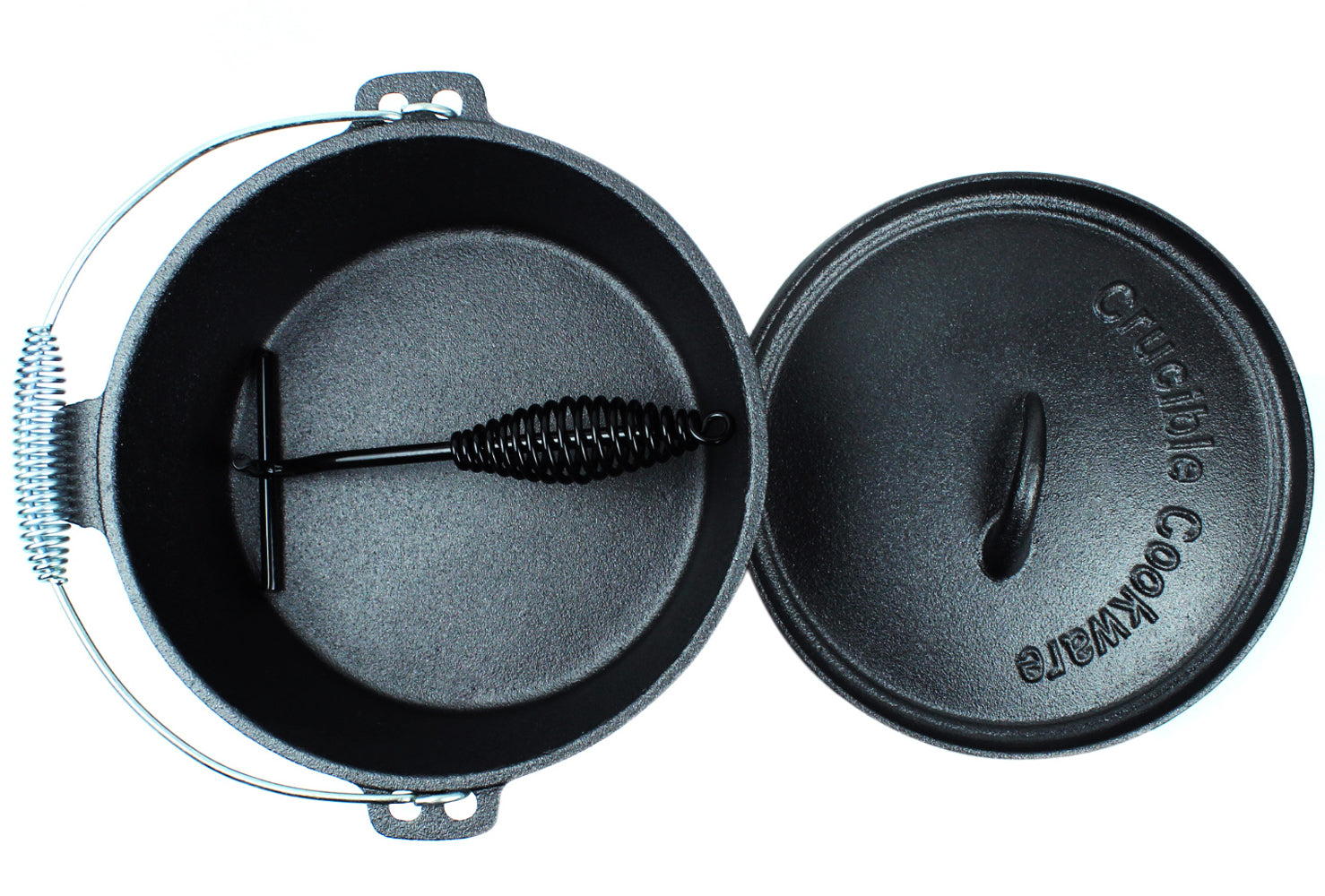 Cast Iron Camp Dutch Oven Pot, 4.1 qt (3,9 L), including Lid Lifter & Lid Stand