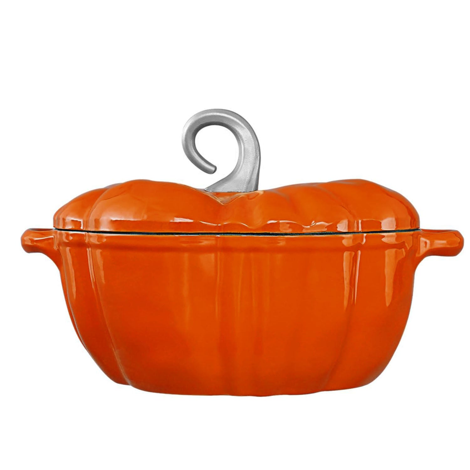 Enameled Cast Iron Pumpkin Pot, Dutch Oven, Cocotte, Orange, 2.32 qt (2.2 L)