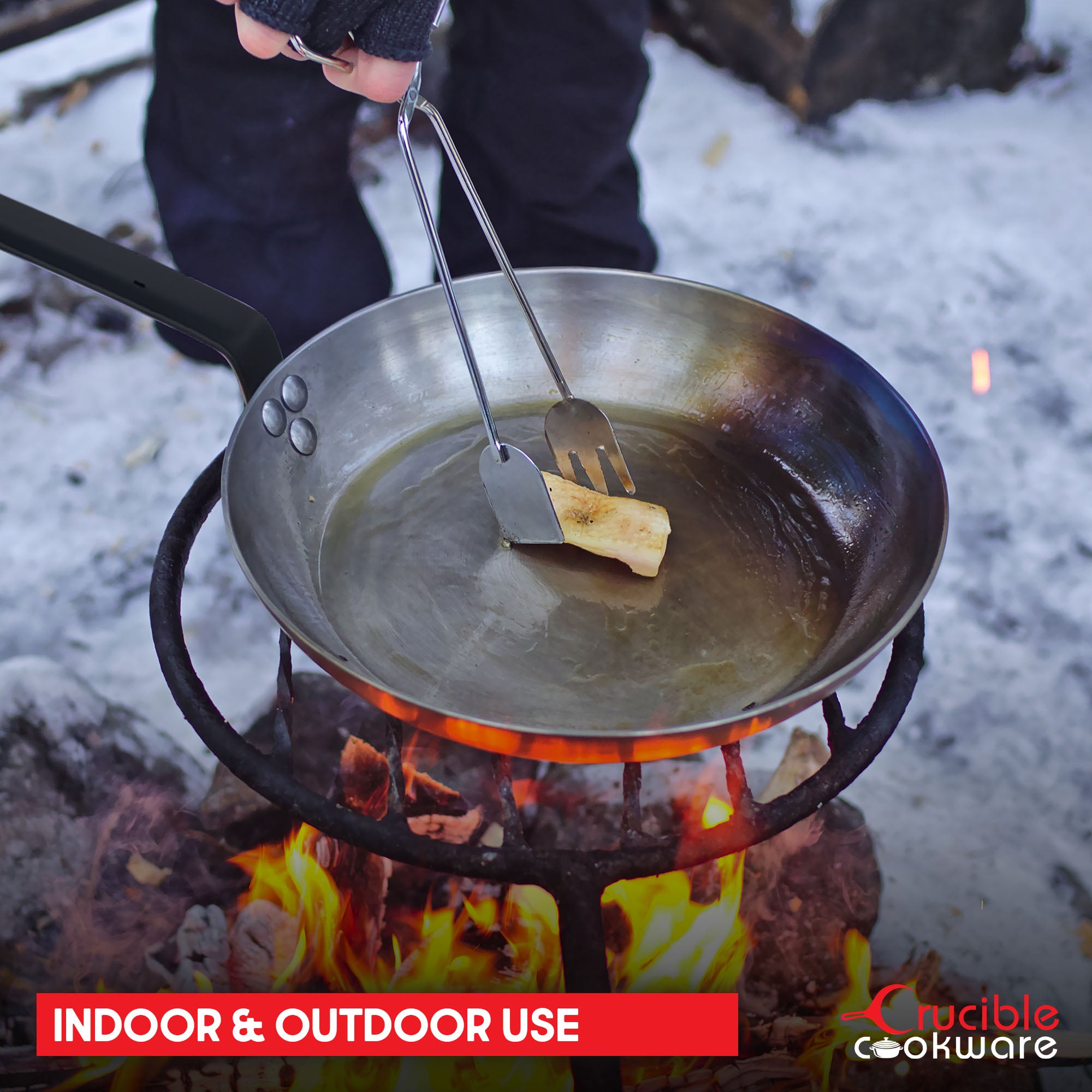 12" (30 cm) Carbon Steel Frying Pan, 1 Silicone Grip, 1 Scraper