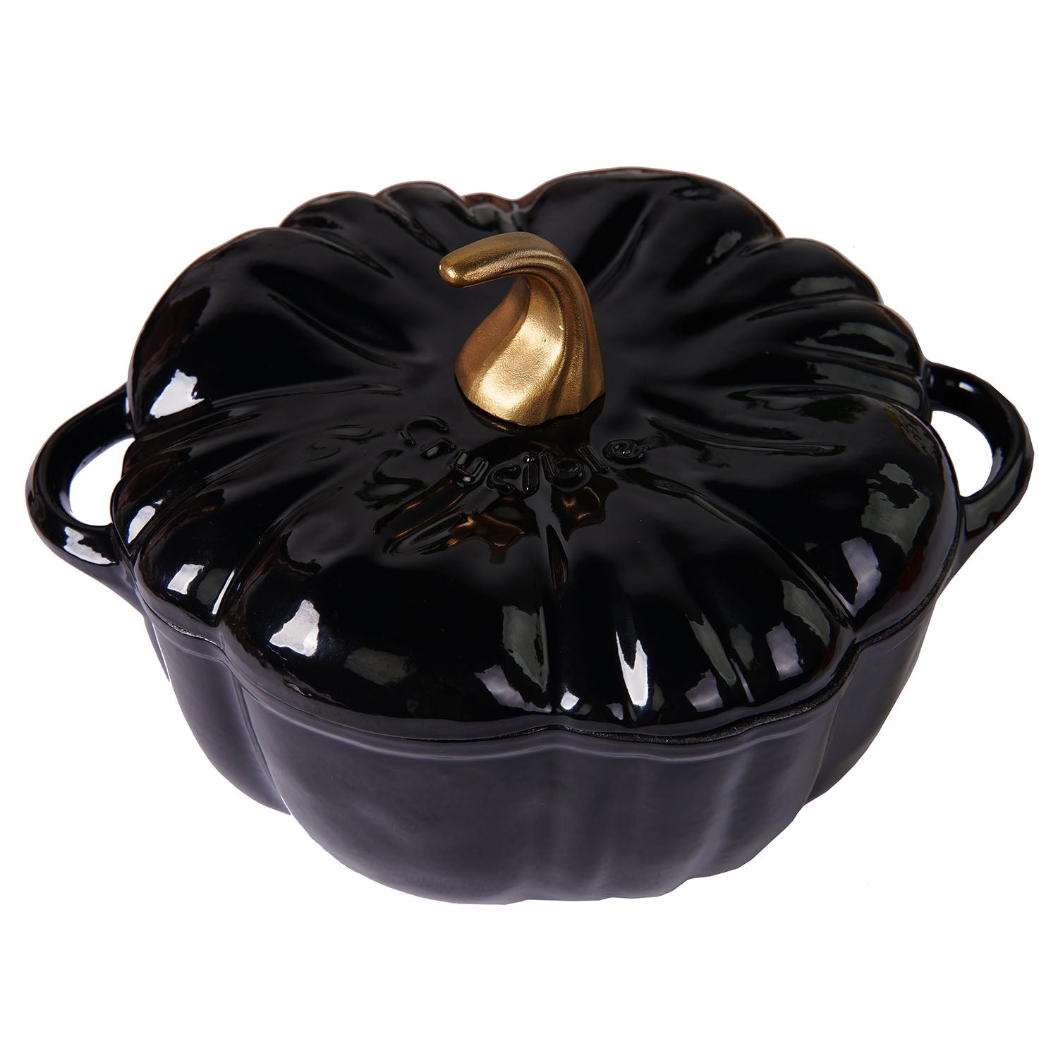 Enameled Cast Iron Pumpkin Pot, Dutch Oven, Cocotte, Black, 2.32 qt (2.2 L)
