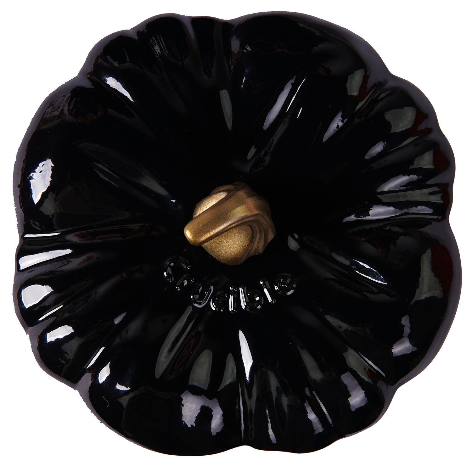 Enameled Cast Iron Pumpkin Pot, Dutch Oven, Cocotte, Black, 2.32 qt (2.2 L)