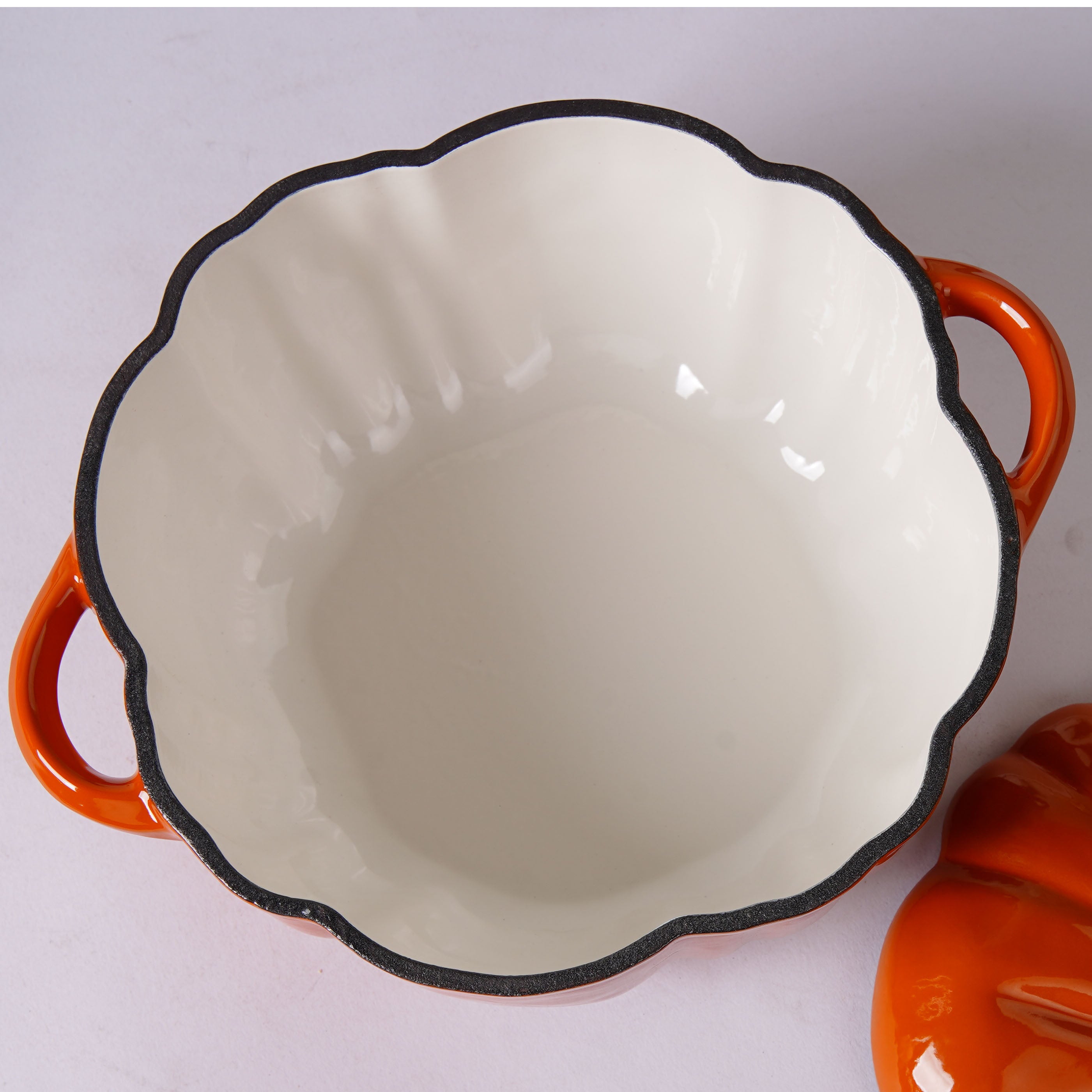 Enameled Cast Iron Pumpkin Pot, Dutch Oven, Cocotte, Orange, 2.32 qt (2.2 L)