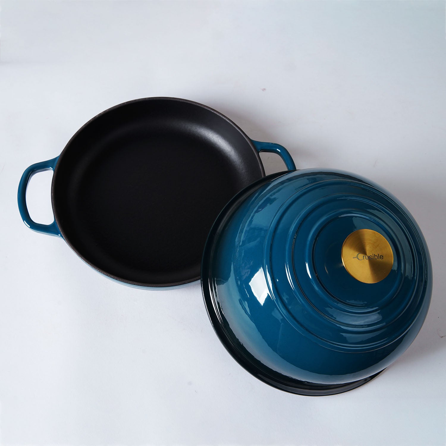 Enameled Cast Iron Bread Pan, Sour Dough Artisan Bread Oven – Dark Teal Blue – Round 26 cm, 6.25 L (6.6 qt) – Deep Lid for Steam Baking