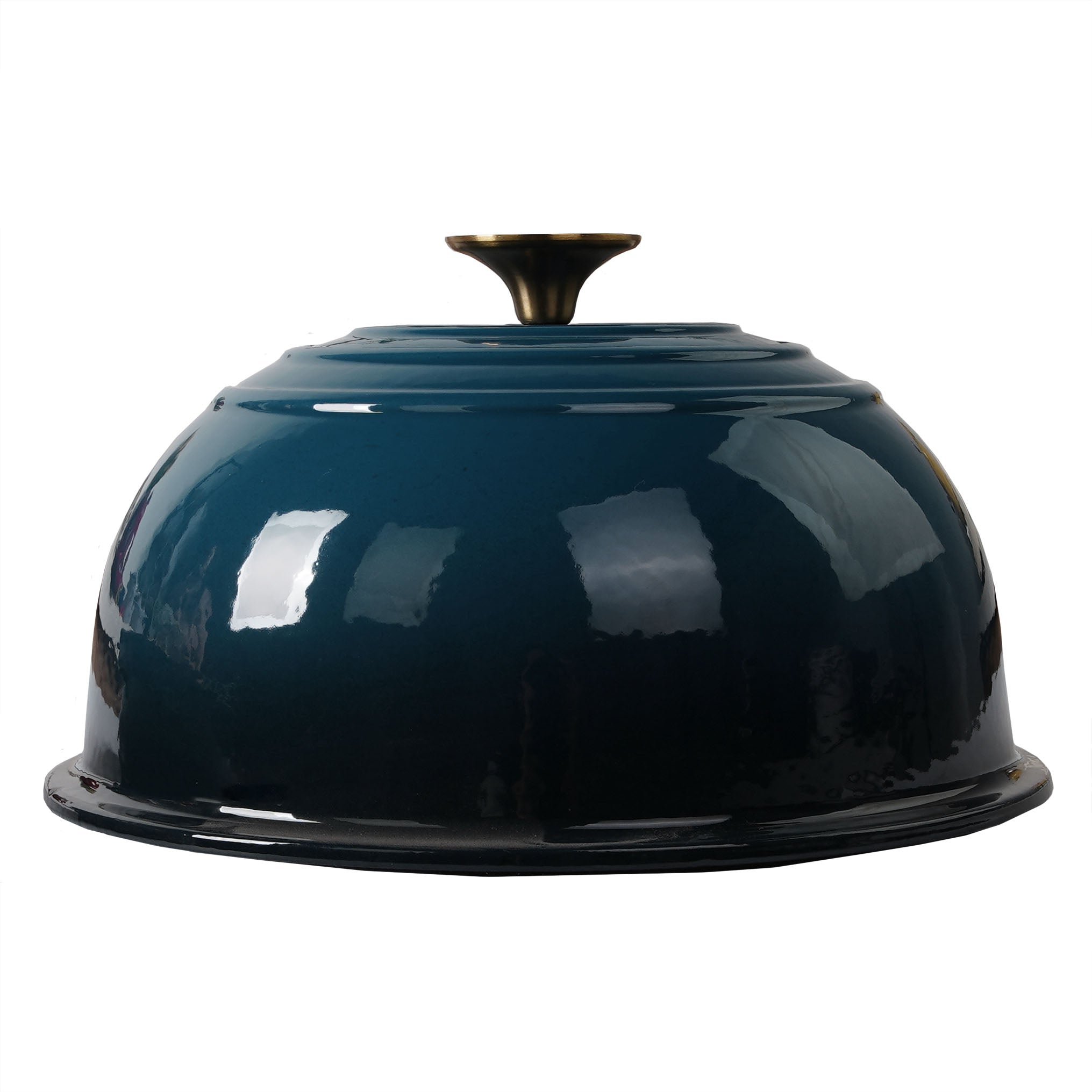 Enameled Cast Iron Bread Pan, Sour Dough Artisan Bread Oven – Dark Teal Blue – Round 26 cm, 6.25 L (6.6 qt) – Deep Lid for Steam Baking