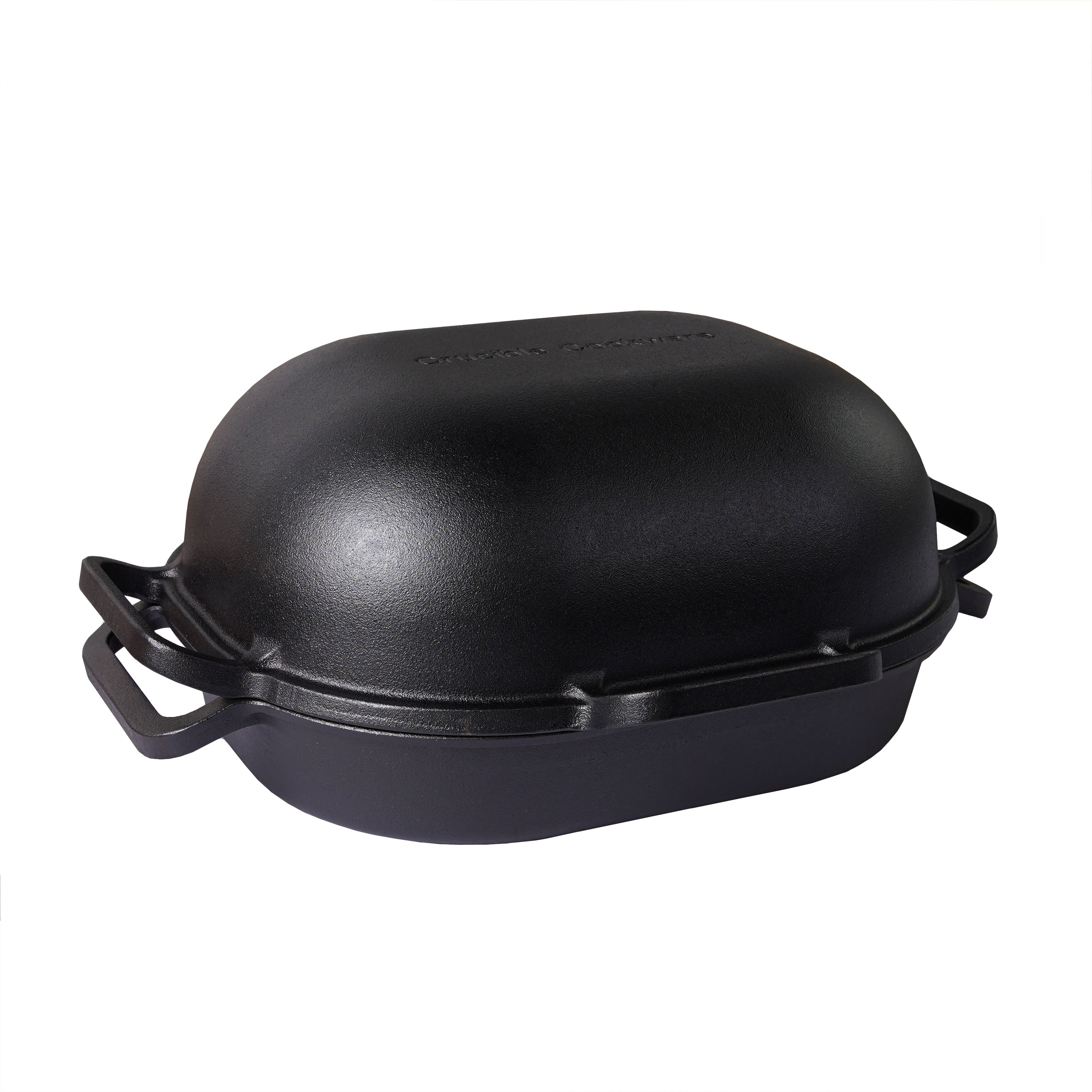 Cast Iron Bread Pan, Sour Dough Artisan Bread Oven – Extra Large – 6 Loop Handles – Deep Lid for Steam Baking