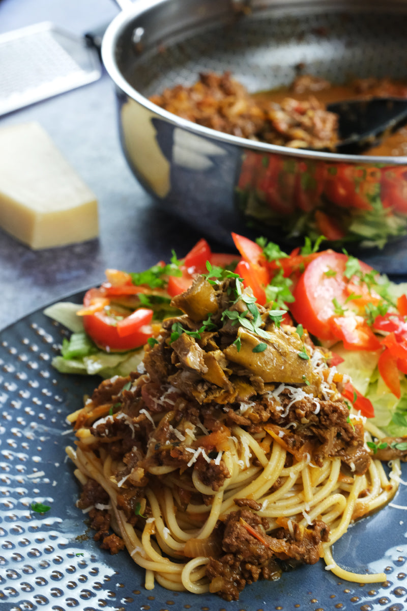 Hybrid Nonstick Sauté Pan – 28 cm (11”) Tri-Ply Stainless Steel with Loop Handles + Tempered Glass Lid, 5 L Capacity