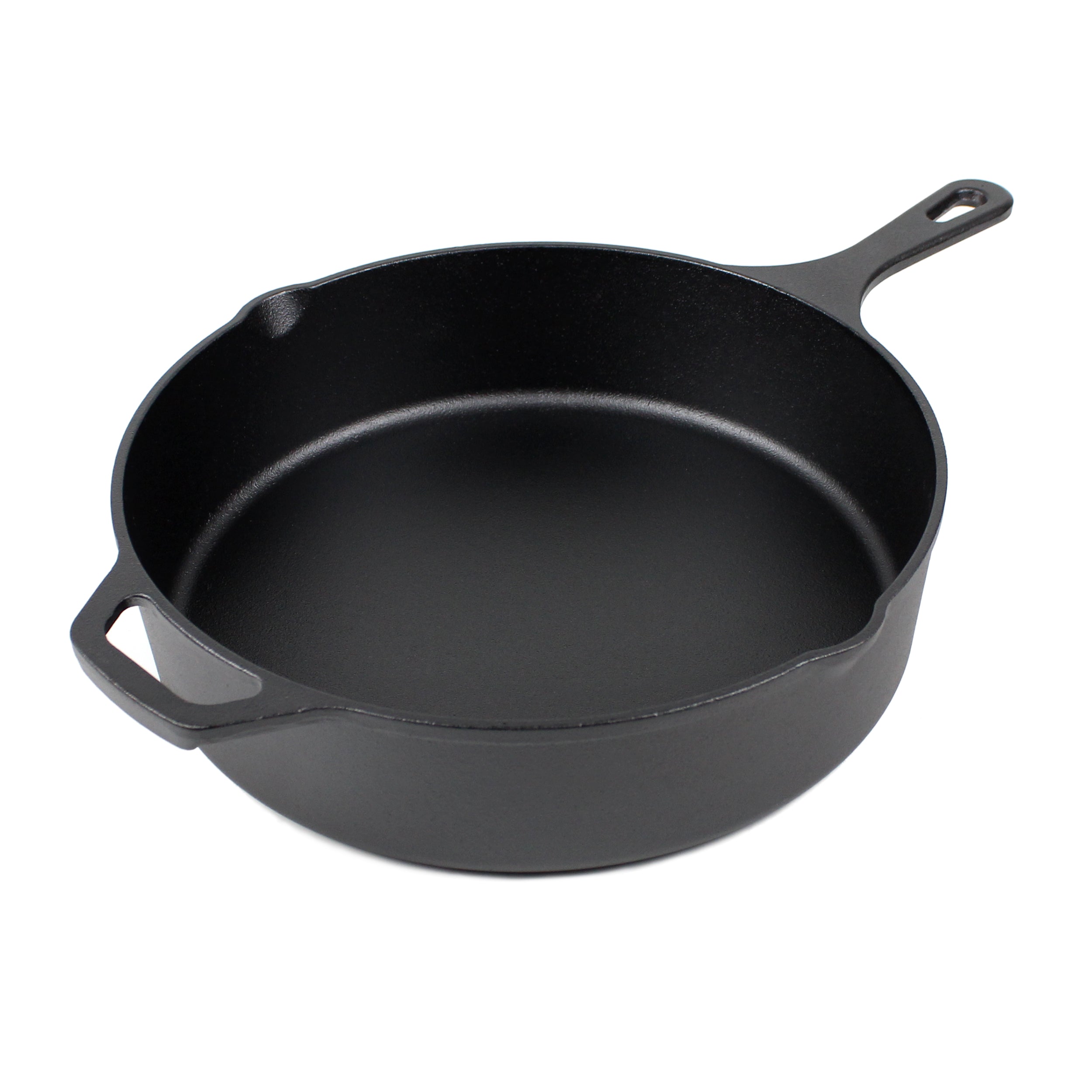 12-Inch/30,5 cm Cast Iron Skillet Saute Pan Set (EXTRA DEEP), Silicone Handle Holders, Glass Lid, Scraper