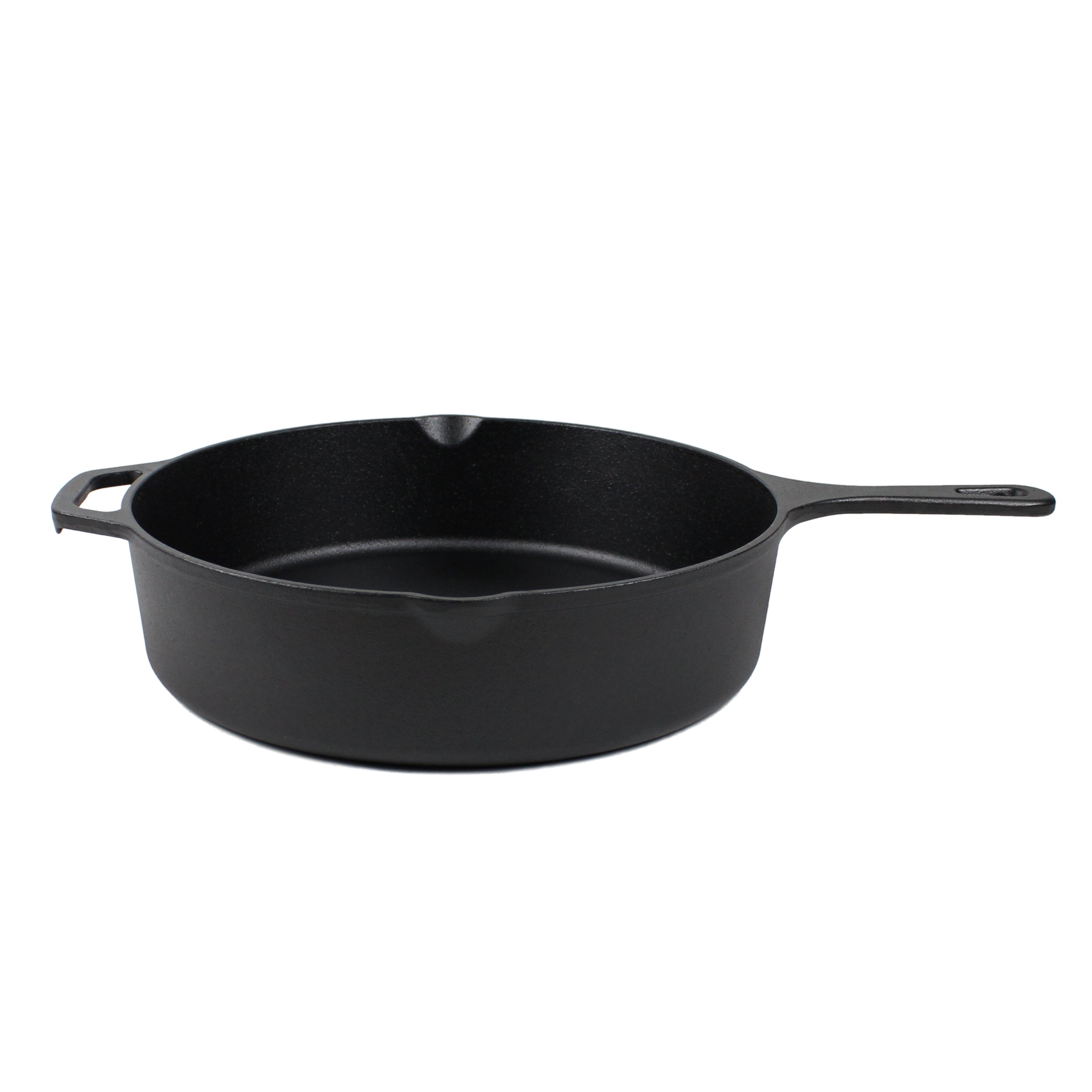 12-Inch/30,5 cm Cast Iron Skillet Saute Pan Set (EXTRA DEEP), Silicone Handle Holders, Glass Lid, Scraper