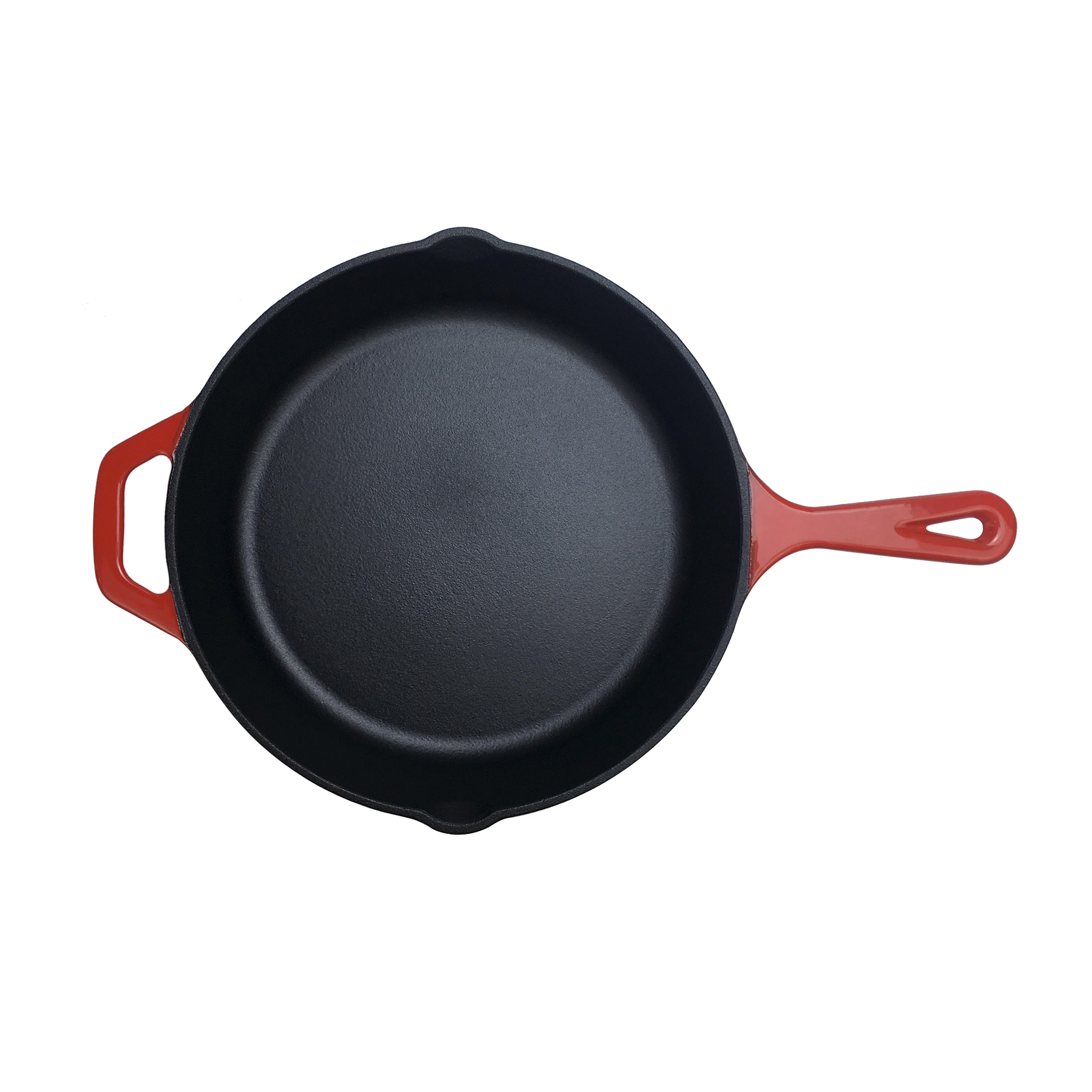 10.25"/26 cm Enameled Cast Iron Skillet, Frying Pan + 2 Silicone Handle Covers