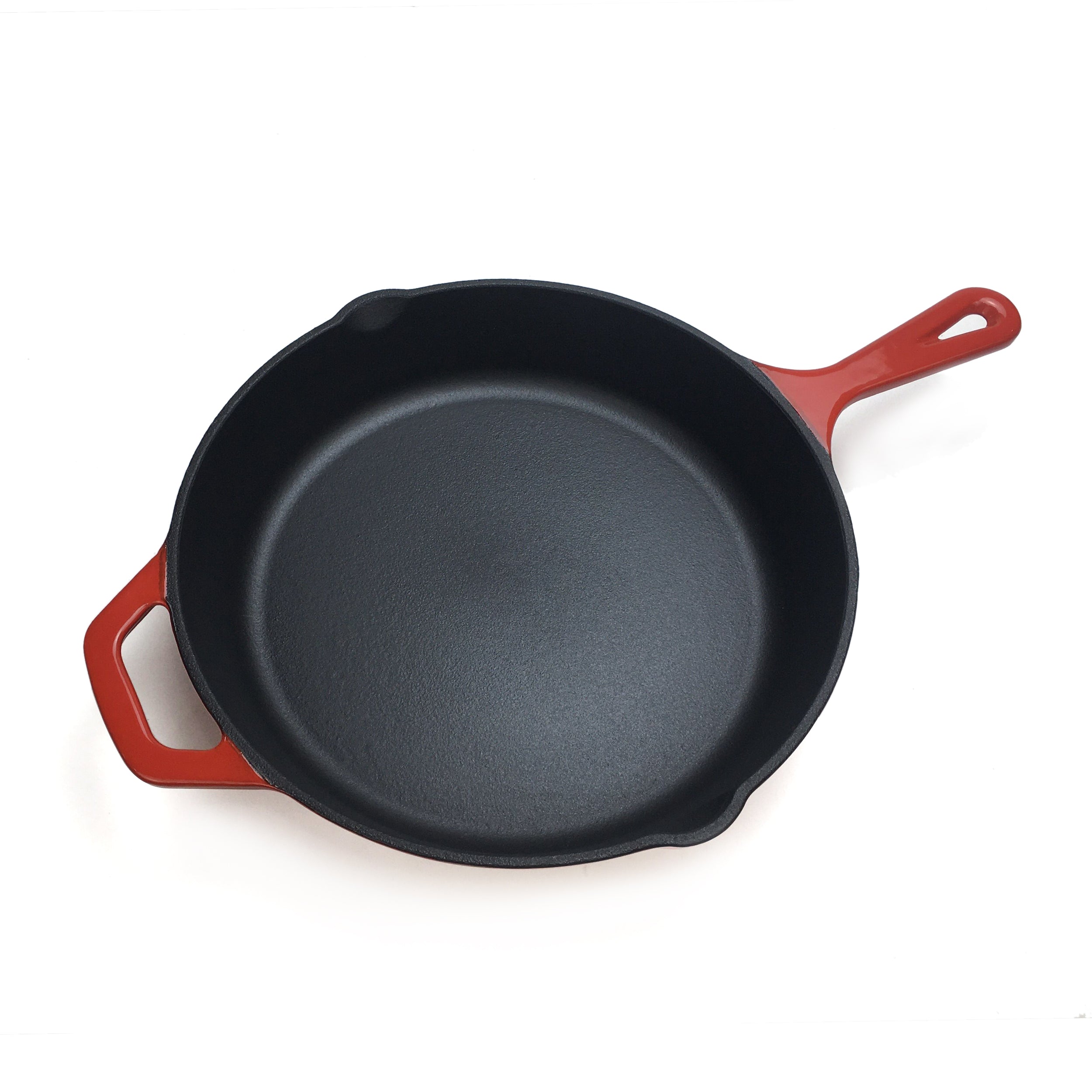 10.25"/26 cm Enameled Cast Iron Skillet, Frying Pan + 2 Silicone Handle Covers