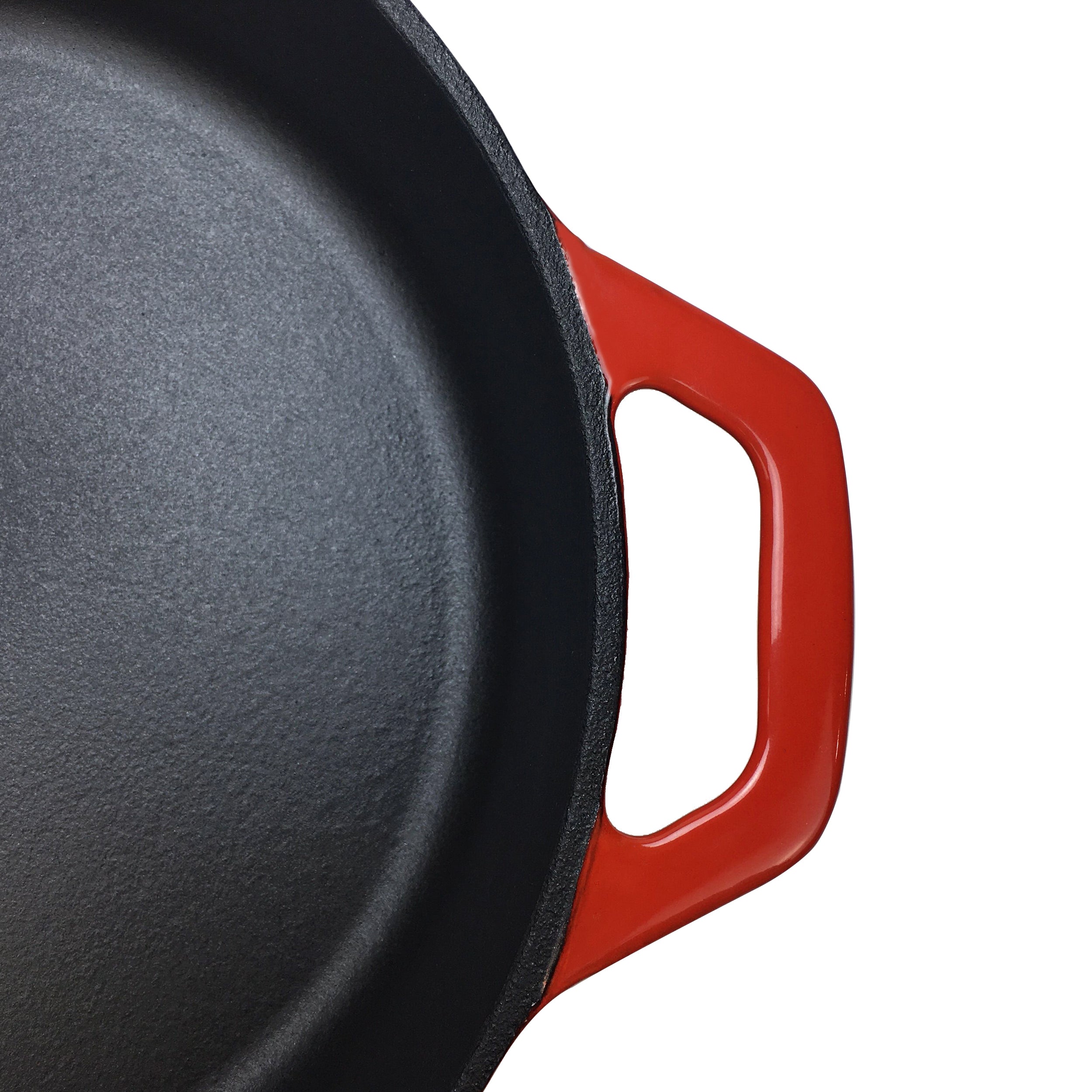 10.25"/26 cm Enameled Cast Iron Skillet, Frying Pan + 2 Silicone Handle Covers