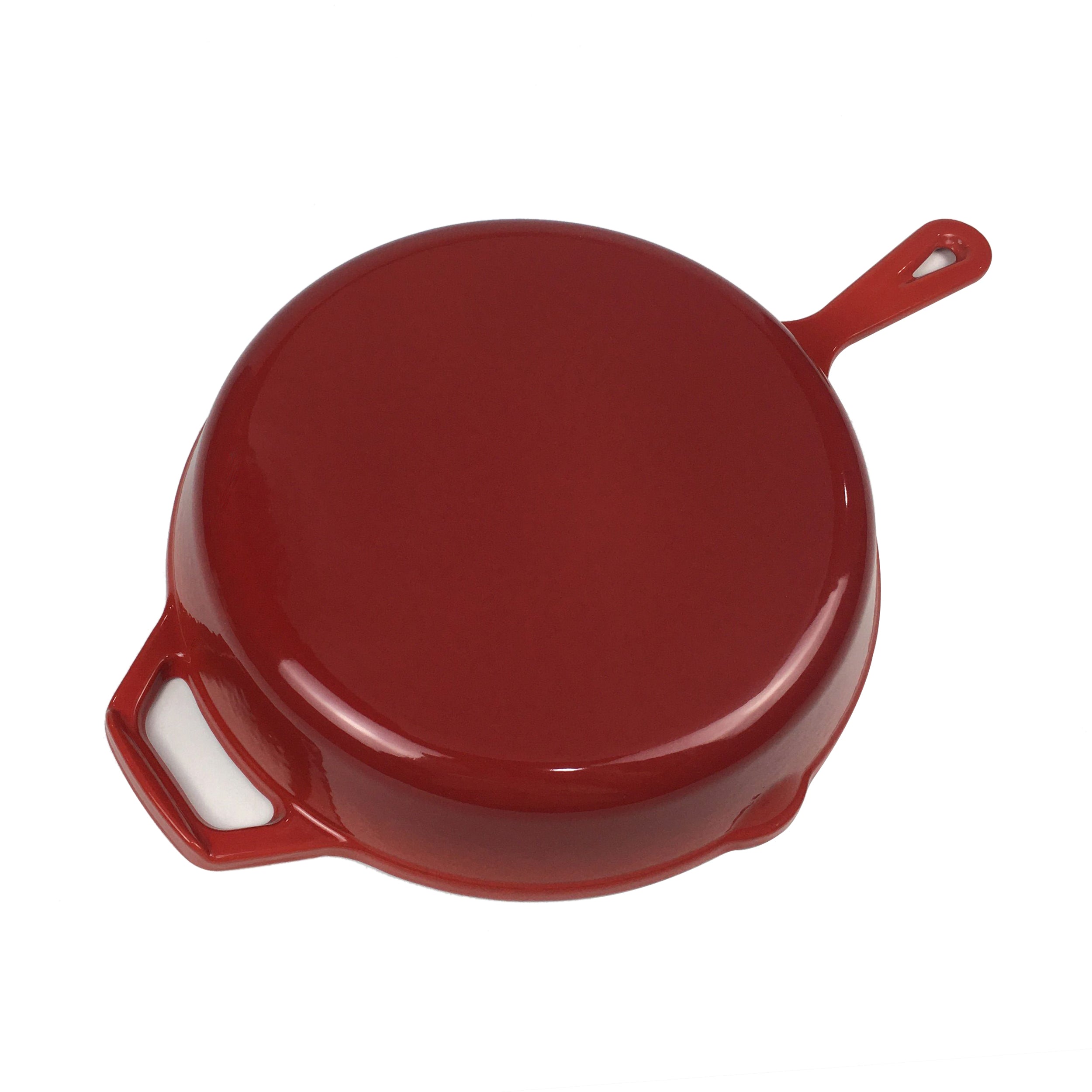 10.25"/26 cm Enameled Cast Iron Skillet, Frying Pan + 2 Silicone Handle Covers