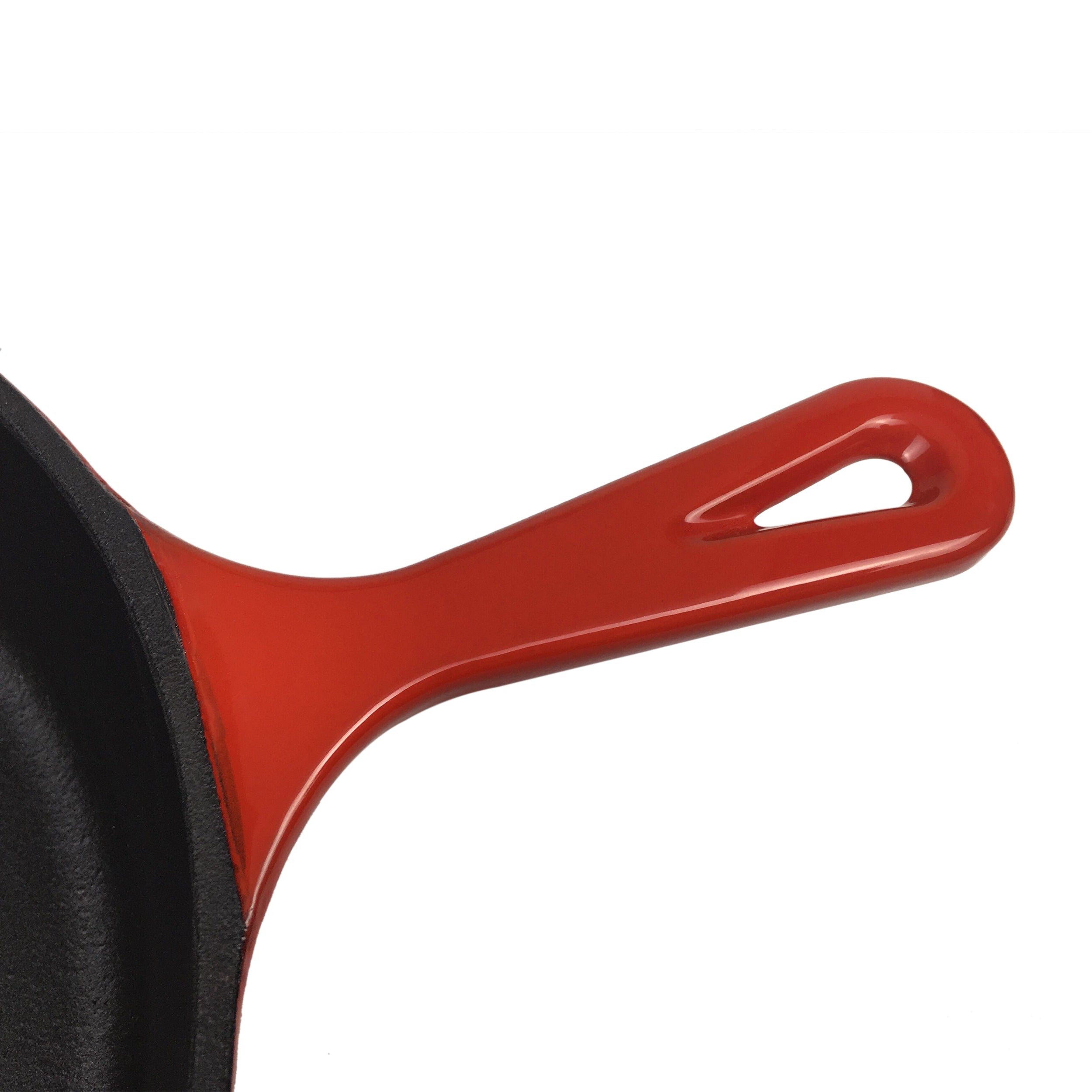 10.25"/26 cm Enameled Cast Iron Skillet, Frying Pan + 2 Silicone Handle Covers