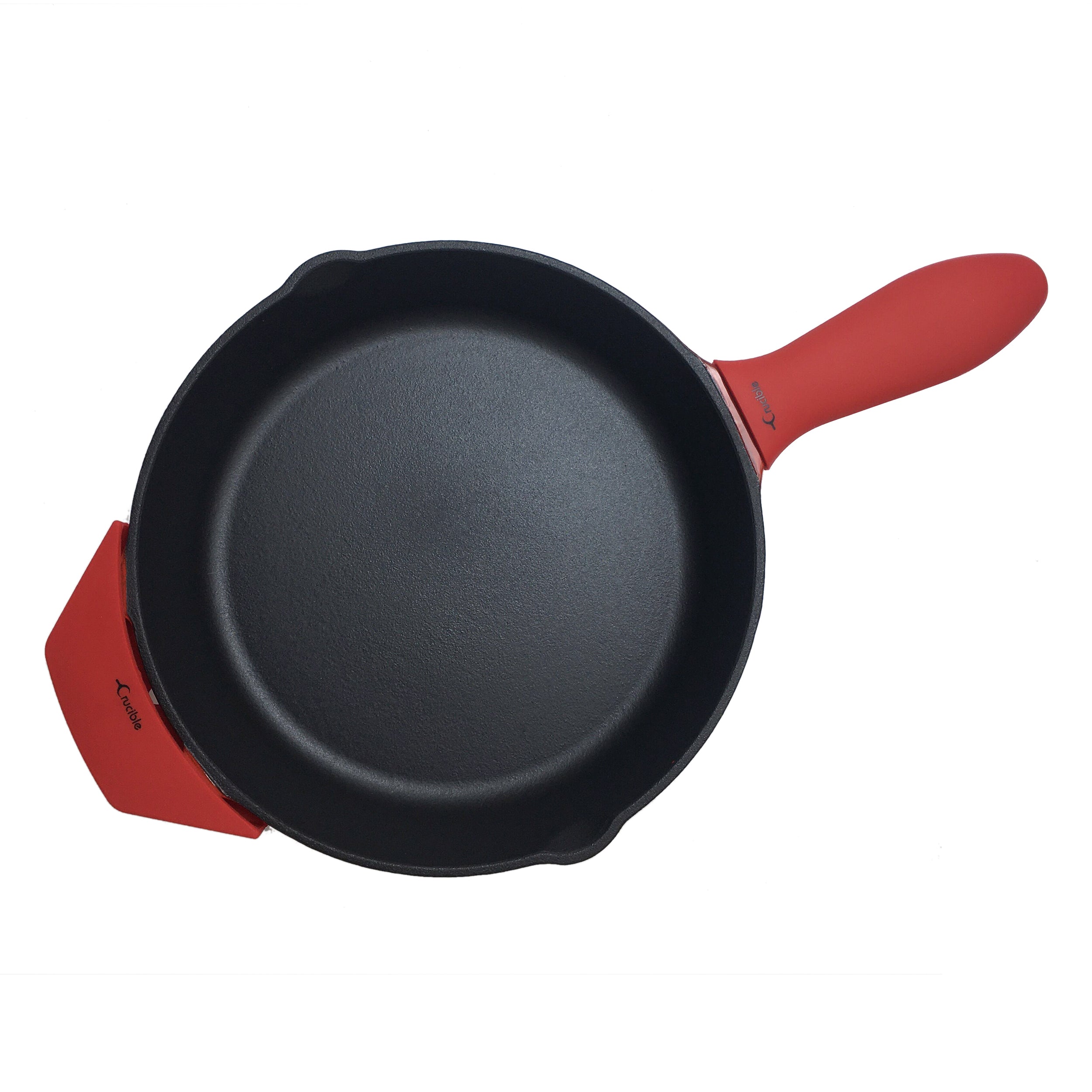 10.25"/26 cm Enameled Cast Iron Skillet, Frying Pan + 2 Silicone Handle Covers
