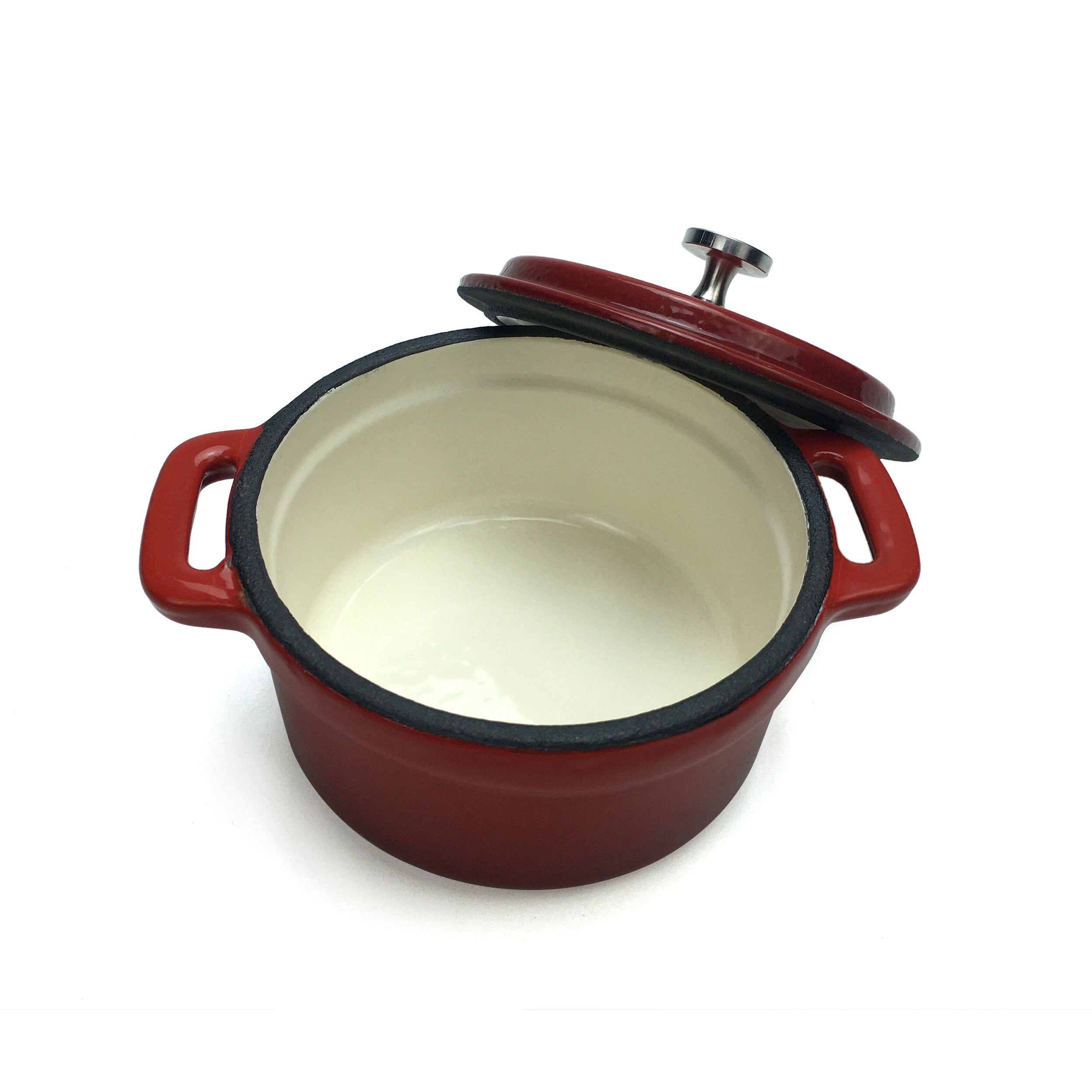 Enameled Cast Iron Dutch Oven, Cocotte (Small) - 4" (10 cm) Diameter - Round Red