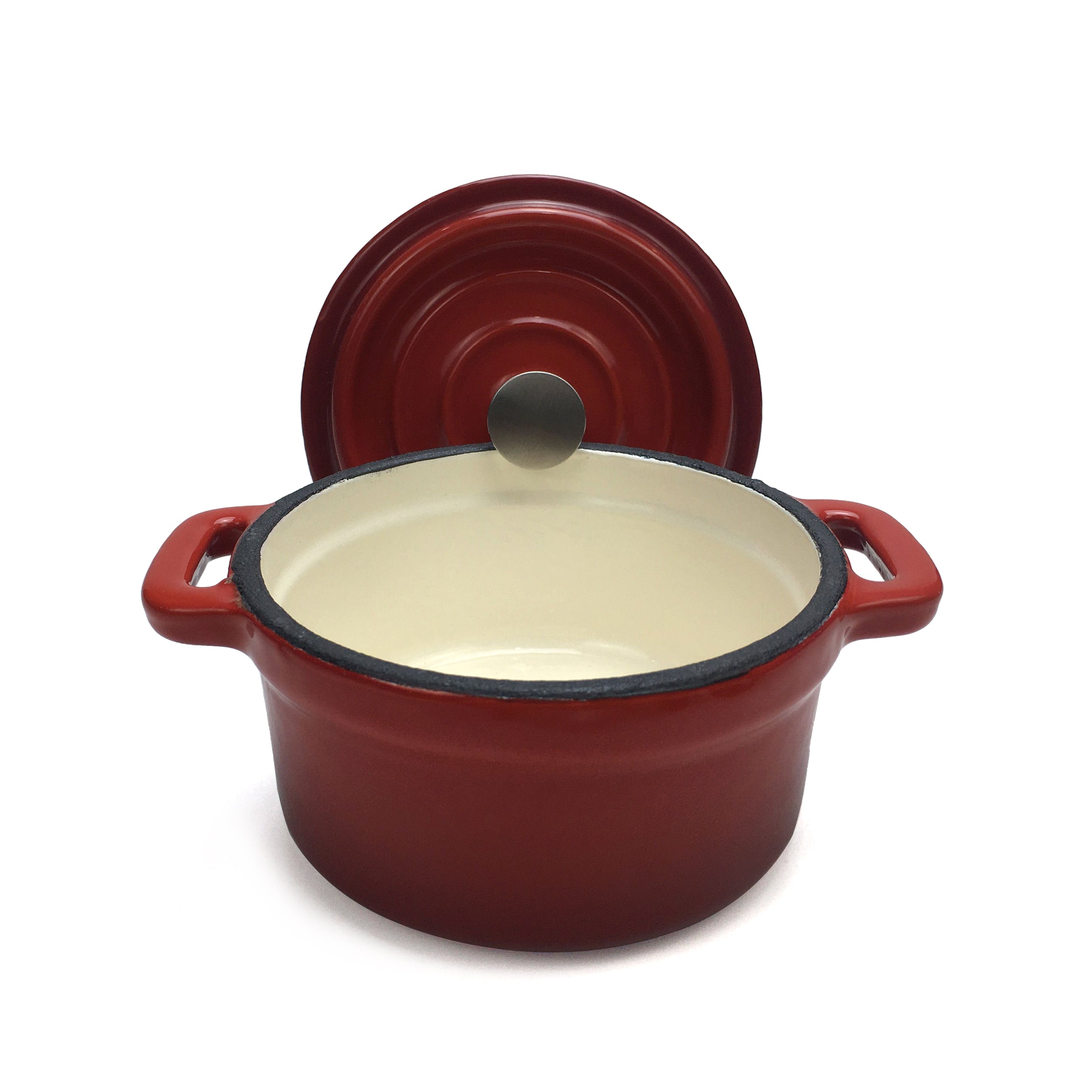 Enameled Cast Iron Dutch Oven, Cocotte (Small) - 4" (10 cm) Diameter - Round Red