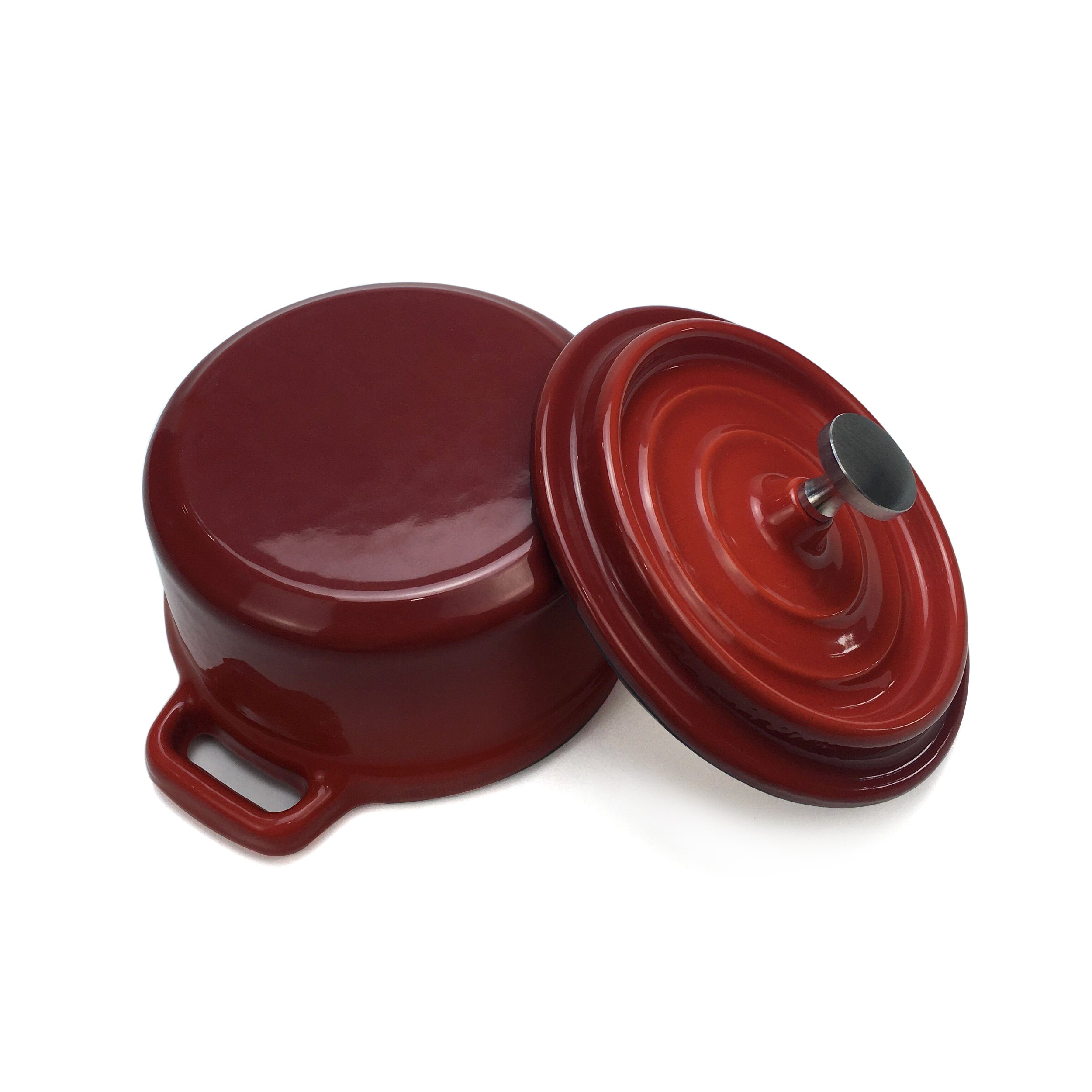 Enameled Cast Iron Dutch Oven, Cocotte (Small) - 4" (10 cm) Diameter - Round Red