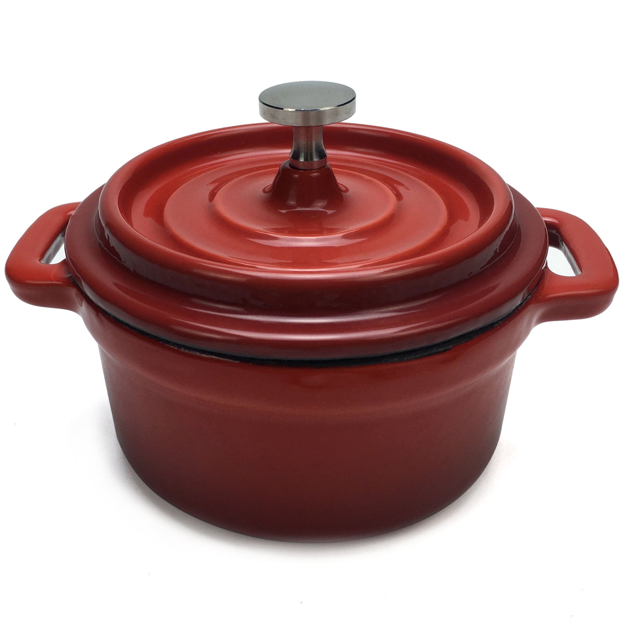 Enameled Cast Iron Dutch Oven, Cocotte (Small) - 4" (10 cm) Diameter - Round Red
