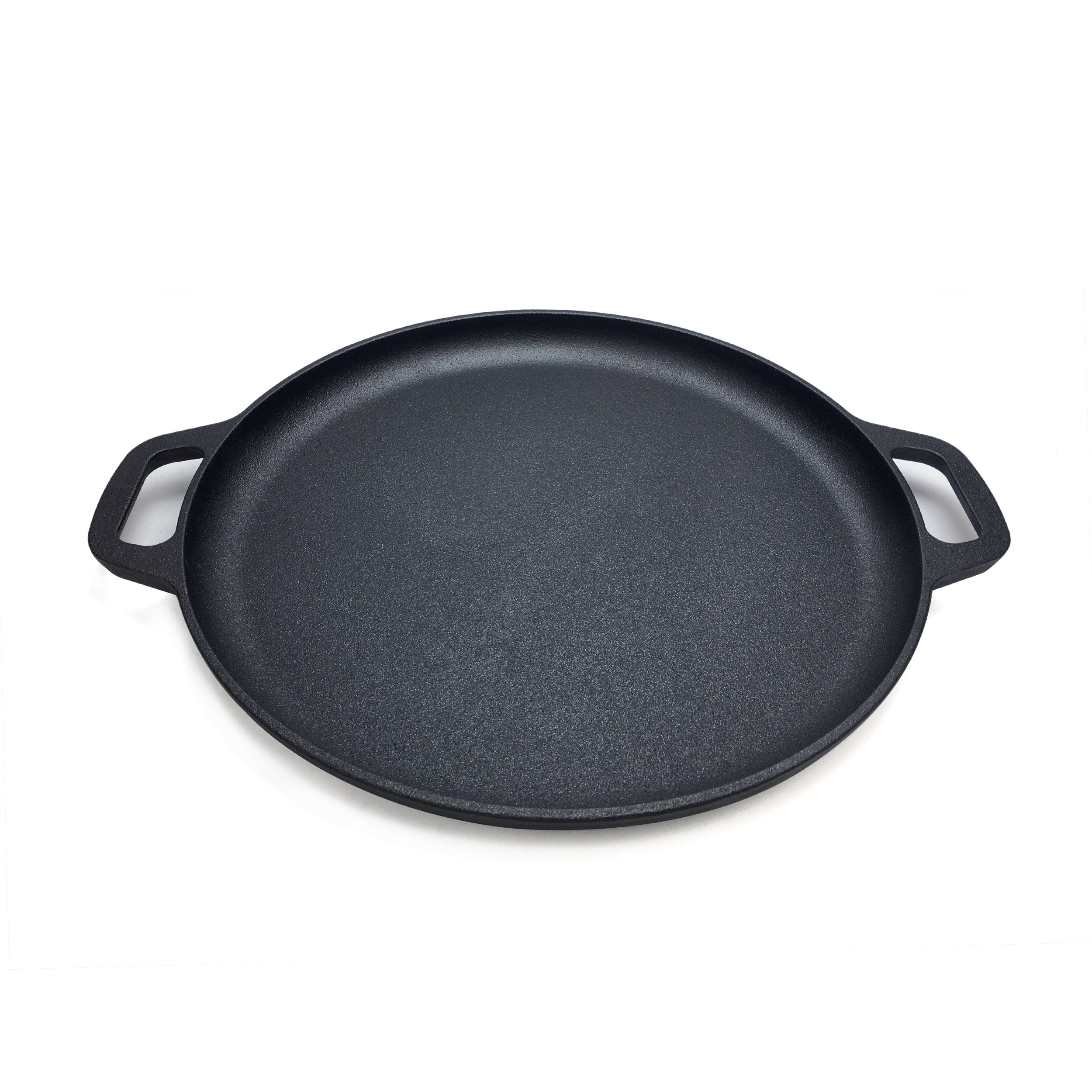 Cast Iron Pizza Pan 13.8"/35 cm, Baking Pan, Cooking Griddle, Silicone Handle Holders, and Scraper
