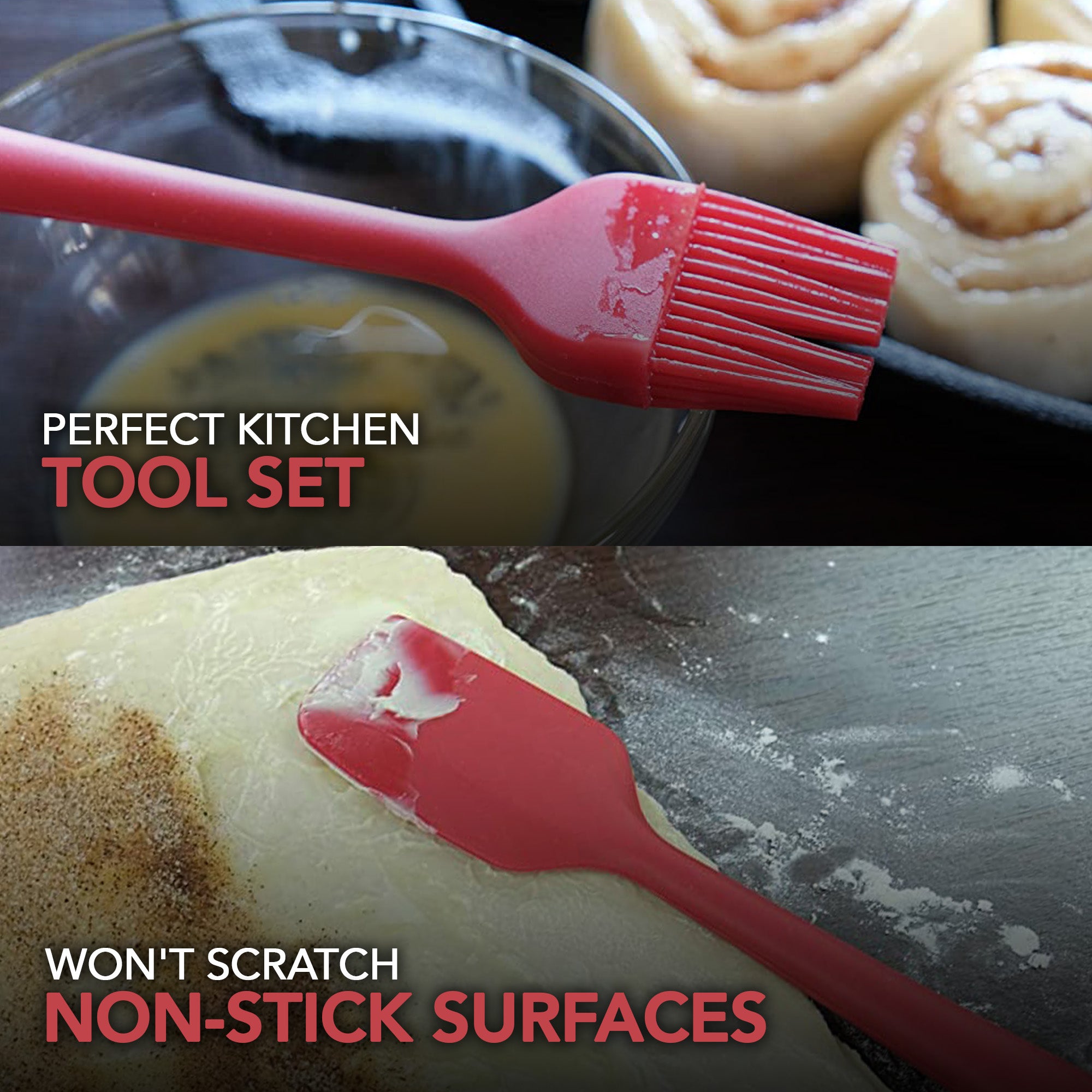 Utensils Set, 12-Piece Complete Silicone Baking & Cooking Kitchen Tools Set, Cookware Set, Kitchen Gadgets - Red - Utensilios de Cocinas