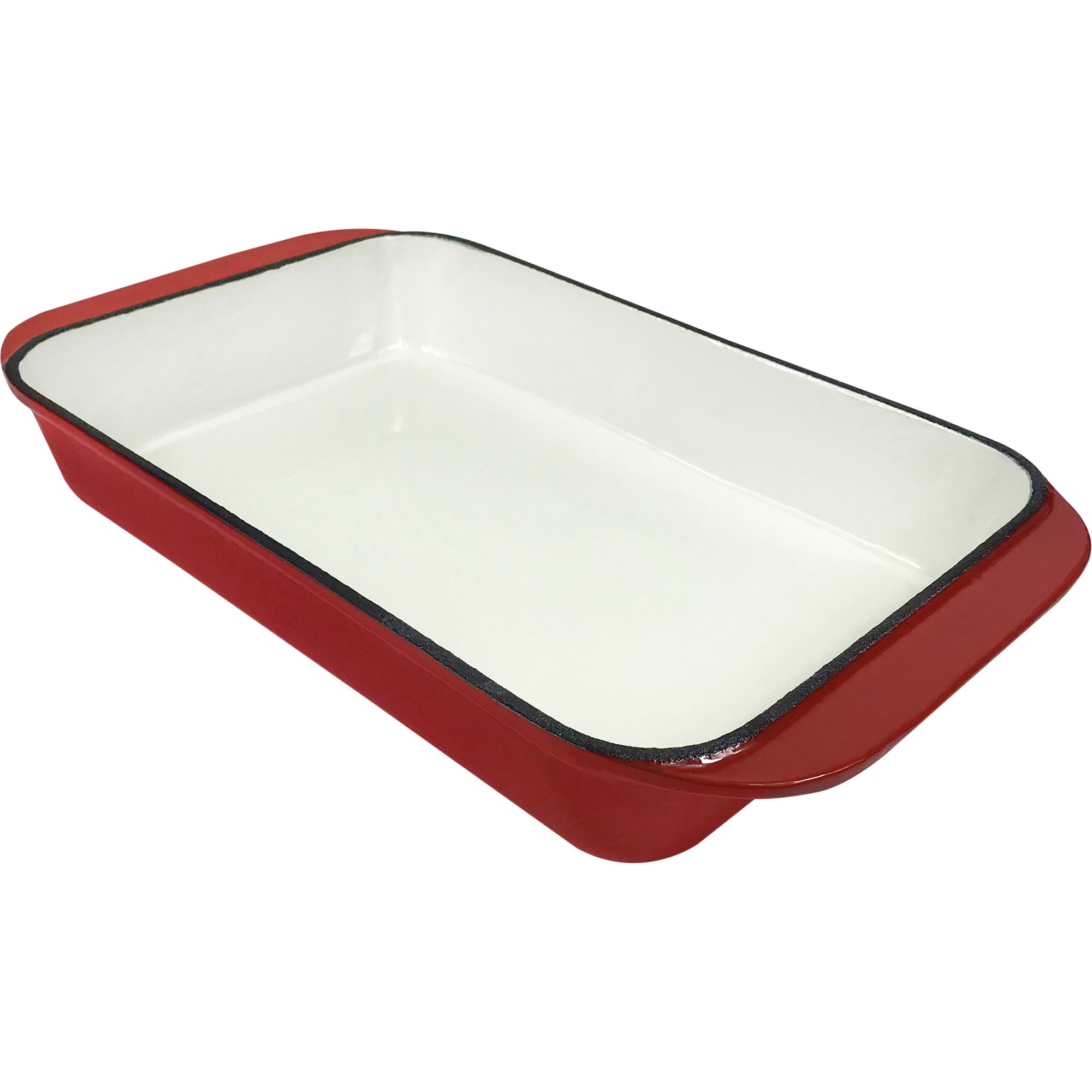 Enameled Cast Iron Rectangular Roaster, Casserole Dish, Lasagna Pan, Deep Roasting Pan - Red
