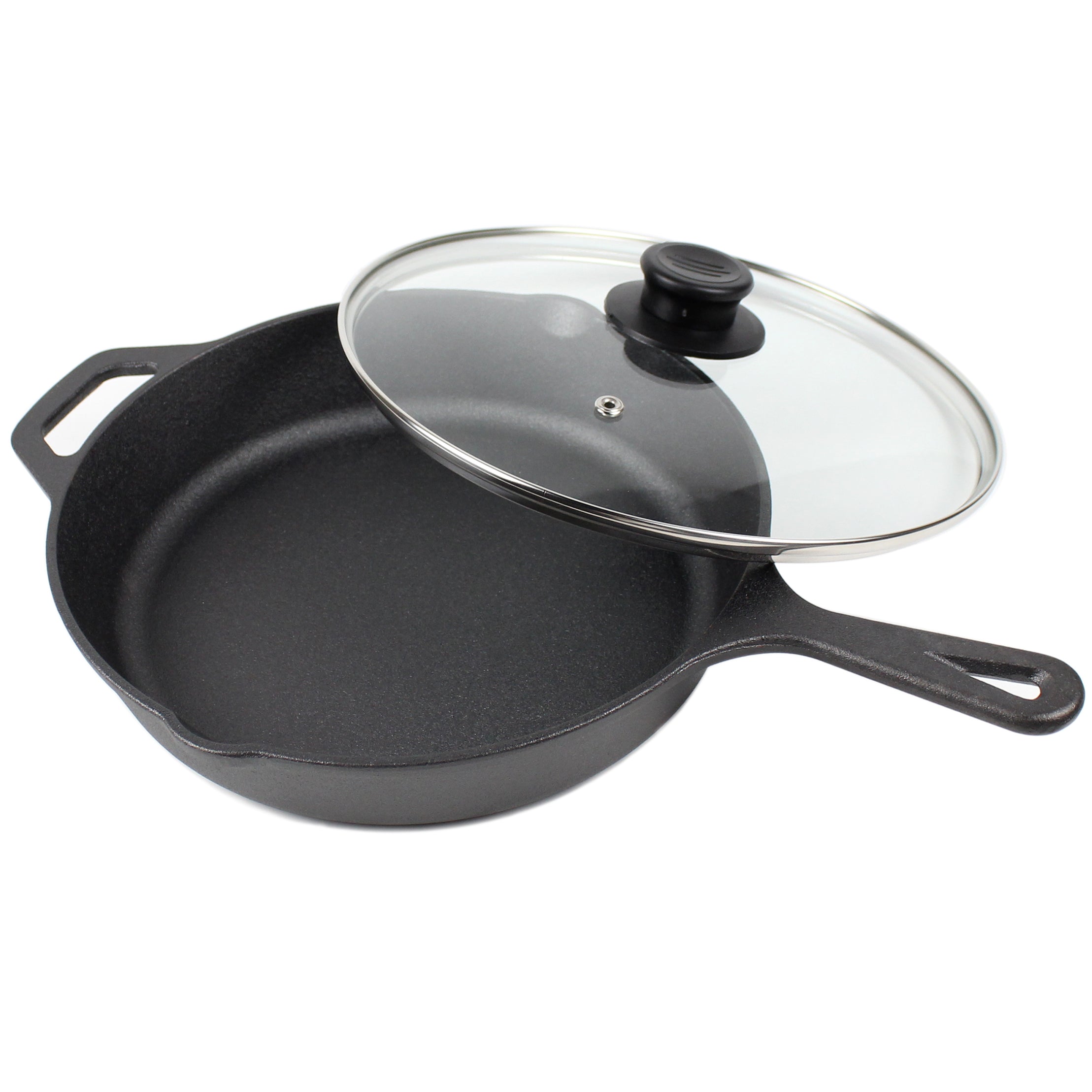 10.25-Inch/26 cm Cast Iron Skillet Set, Silicone Handle Holders, Glass Lid, Cast Iron Cleaner, Scraper