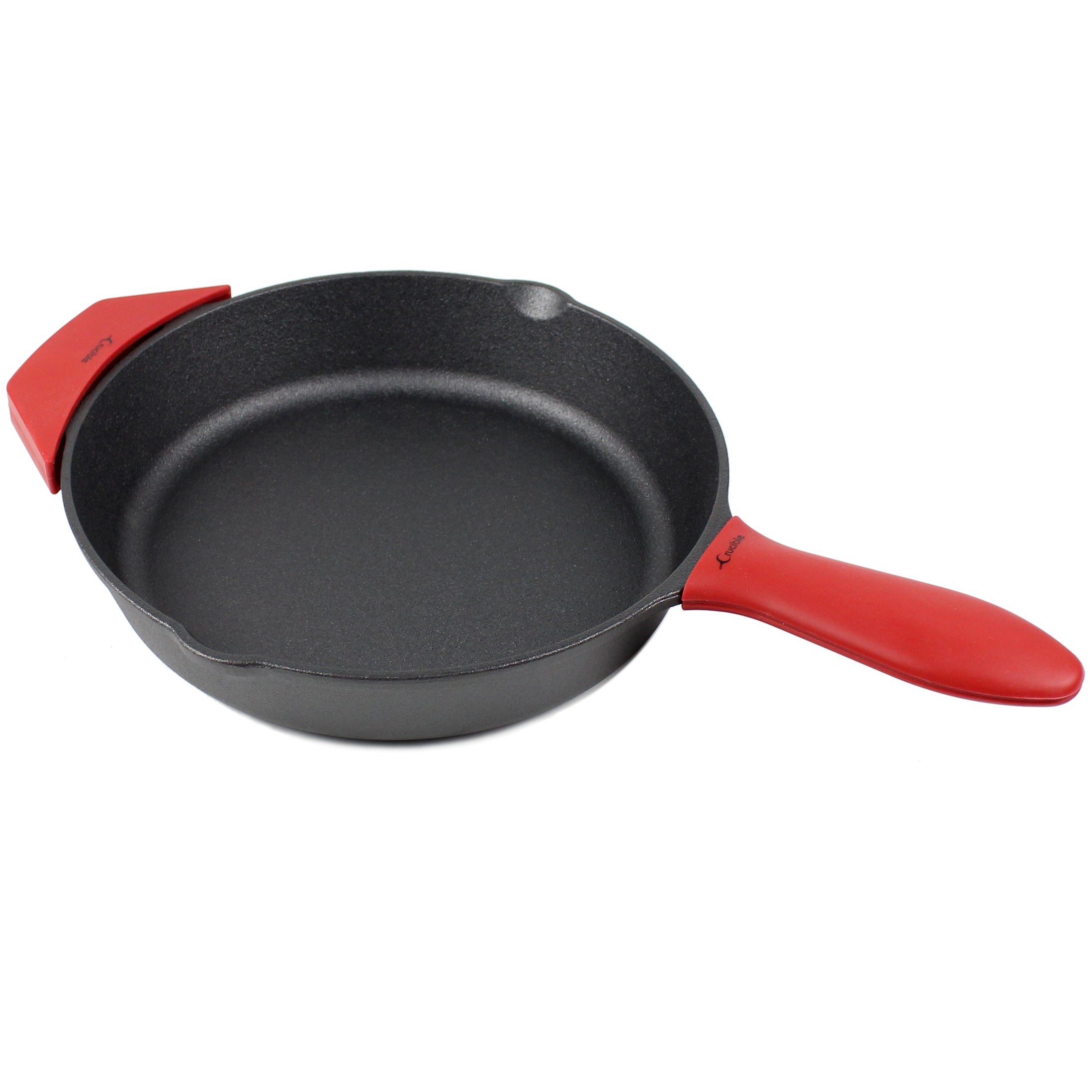 10.25-Inch/26 cm Cast Iron Skillet Set, Silicone Handle Holders, Glass Lid, Cast Iron Cleaner, Scraper