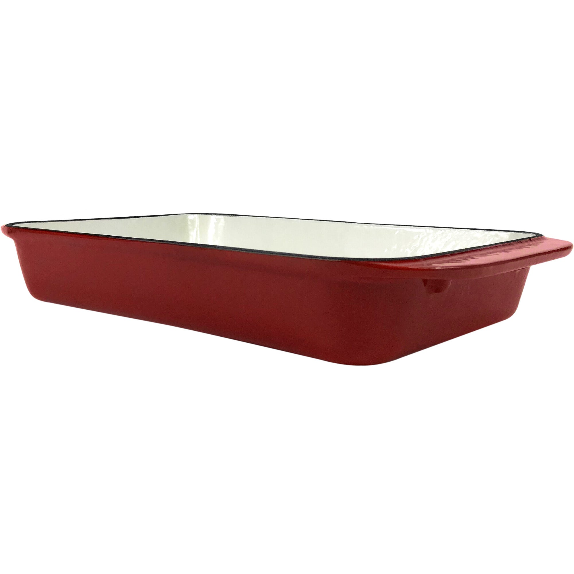 Enameled Cast Iron Rectangular Roaster, Casserole Dish, Lasagna Pan, Deep Roasting Pan - Red