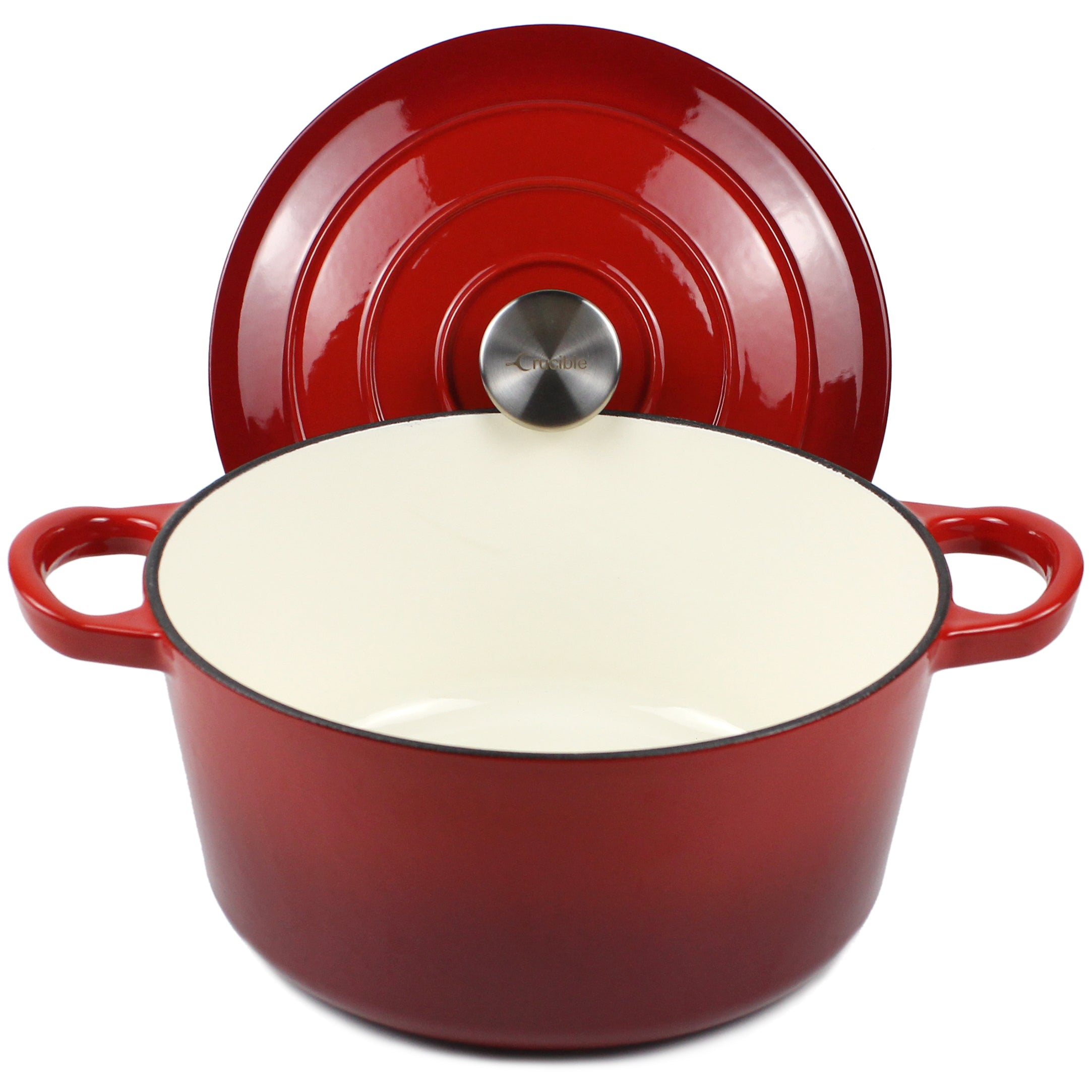 Enameled Cast Iron Dutch Oven Pot, Cocotte, Casserole Dish - Round Red 10.23" (26 cm)