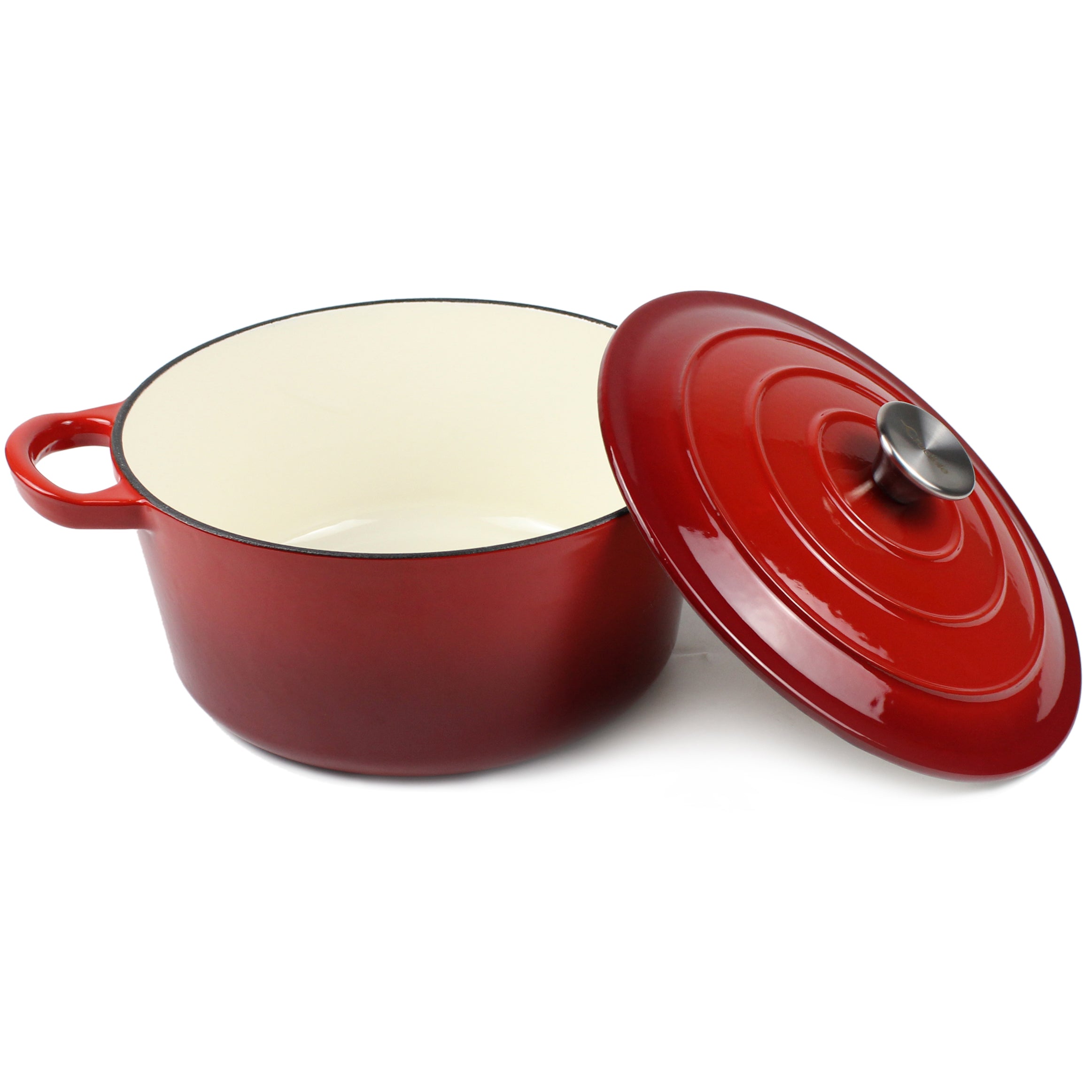 Enameled Cast Iron Dutch Oven Pot, Cocotte, Casserole Dish - Round Red 10.23" (26 cm)