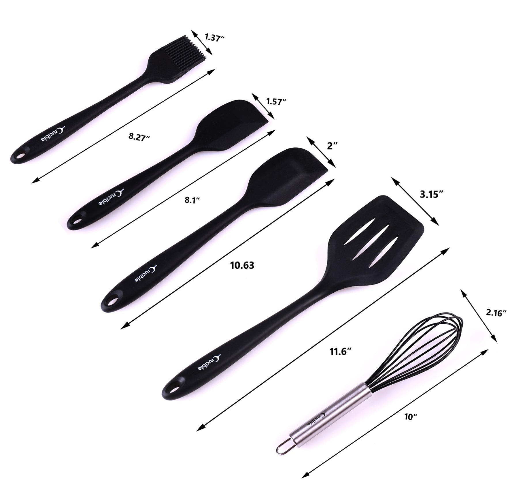 Utensils Set, 12-Piece Complete Silicone Baking & Cooking Kitchen Tools Set, Cookware Set, Kitchen Gadgets - Black - Utensilios de Cocinas