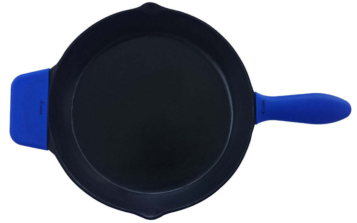 Silicone Potholders (3-Pack Mix Blue) for Cast Iron Skillets