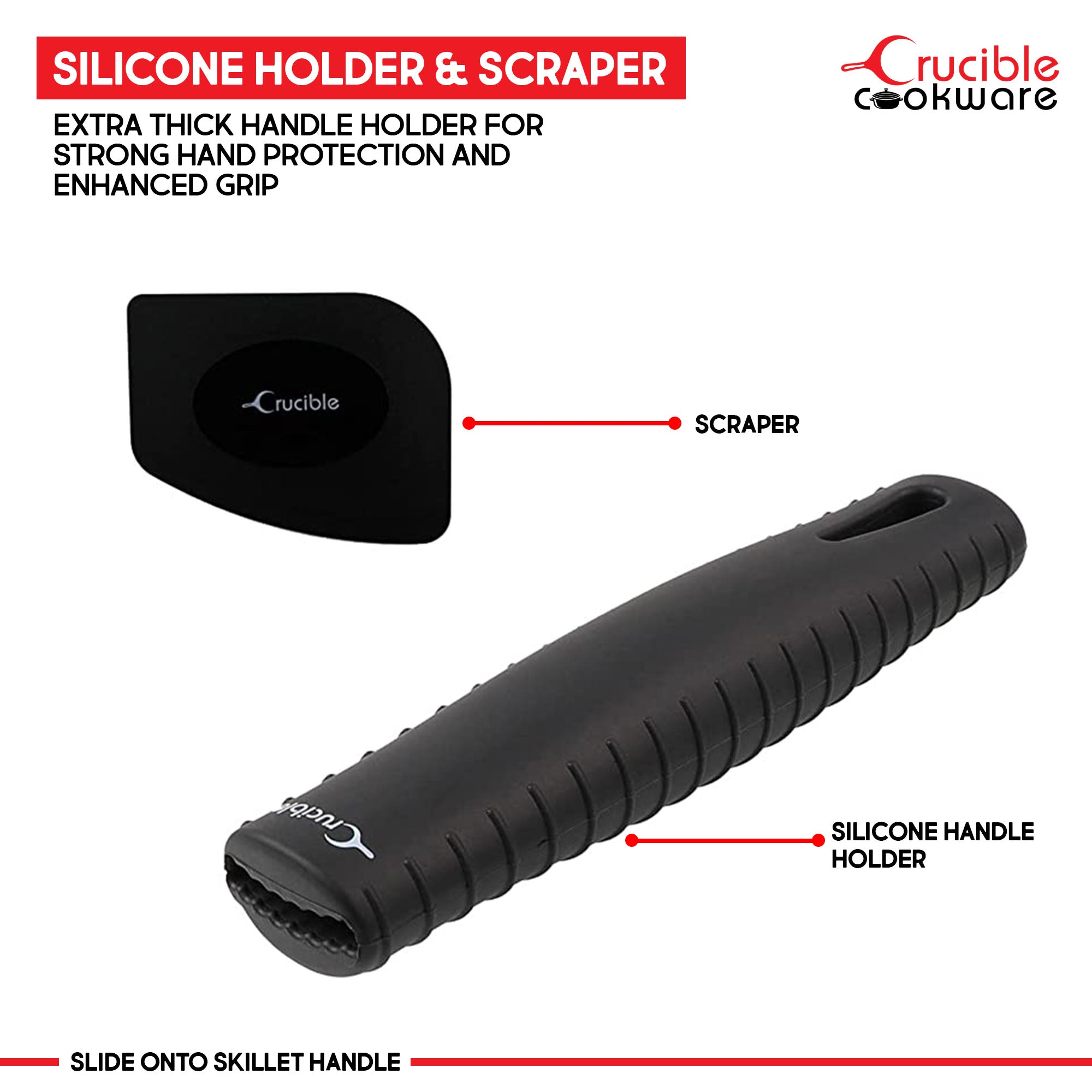 12" (30 cm) Carbon Steel Frying Pan, 1 Silicone Grip, 1 Scraper