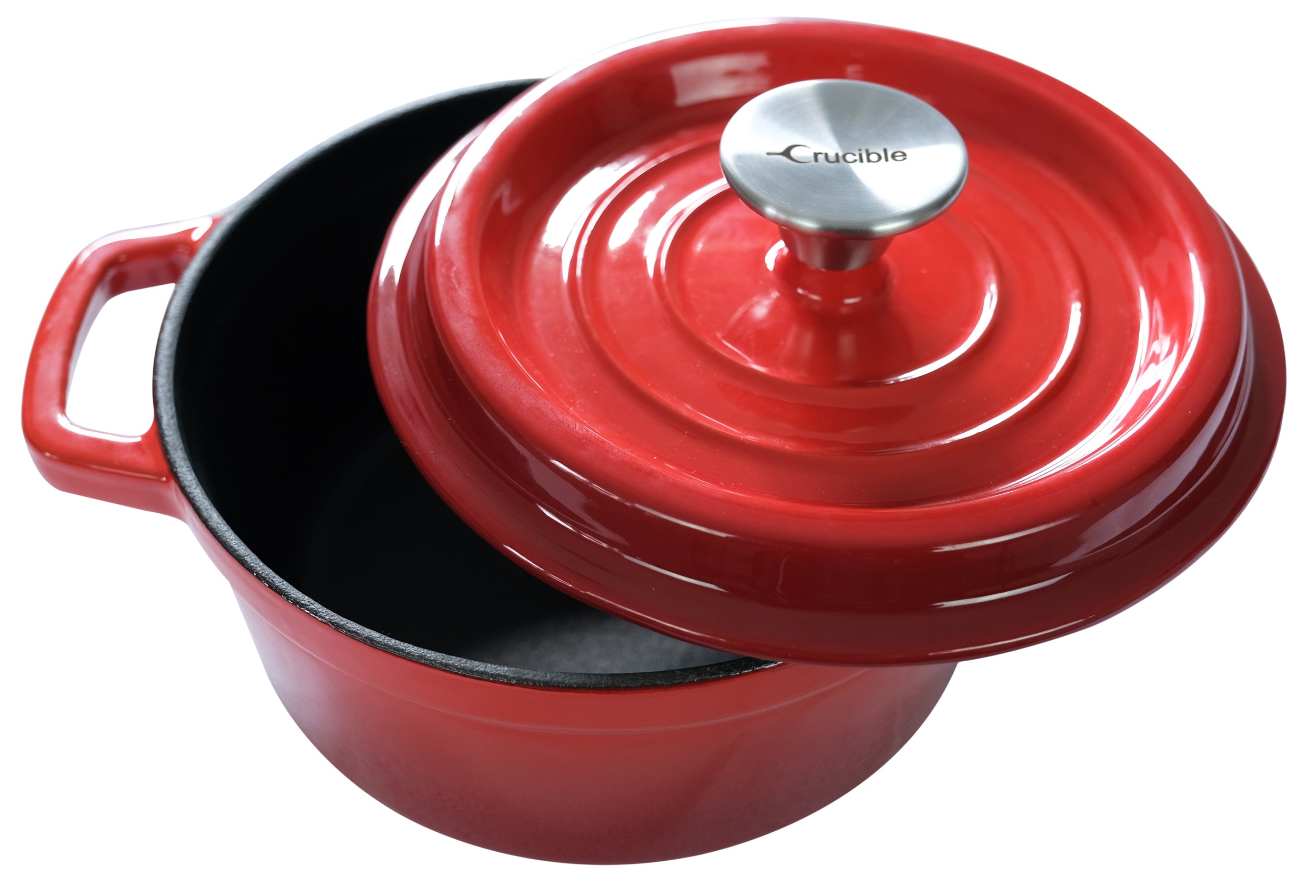 Enameled Cast Iron Dutch Oven Pot, Cocotte (7.87" / 20 cm diameter) Casserole Dish - Round Red