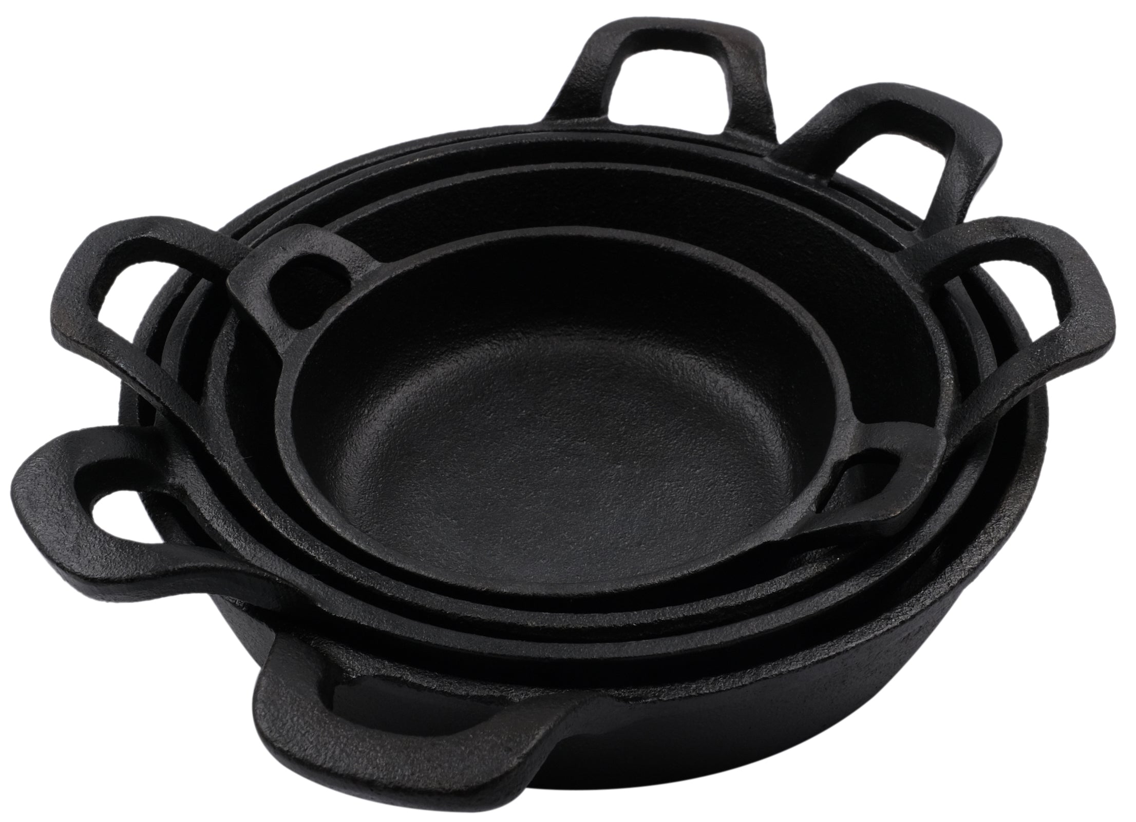 Cast Iron Skillets Frying Pans, Set of 4, for Serving, Cooking, Baking 7.87”–4.72” (20 cm – 12 cm), Oven Safe Forms
