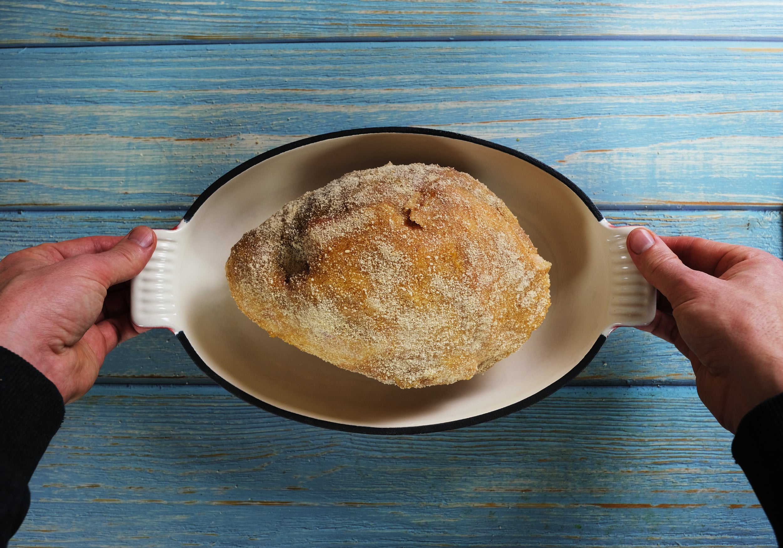 1.58 Qt (1,5 L) Enameled Cast Iron Oval Baking Pan, Lasagna Pan, Roasting Pan - Red + 2 Potholders