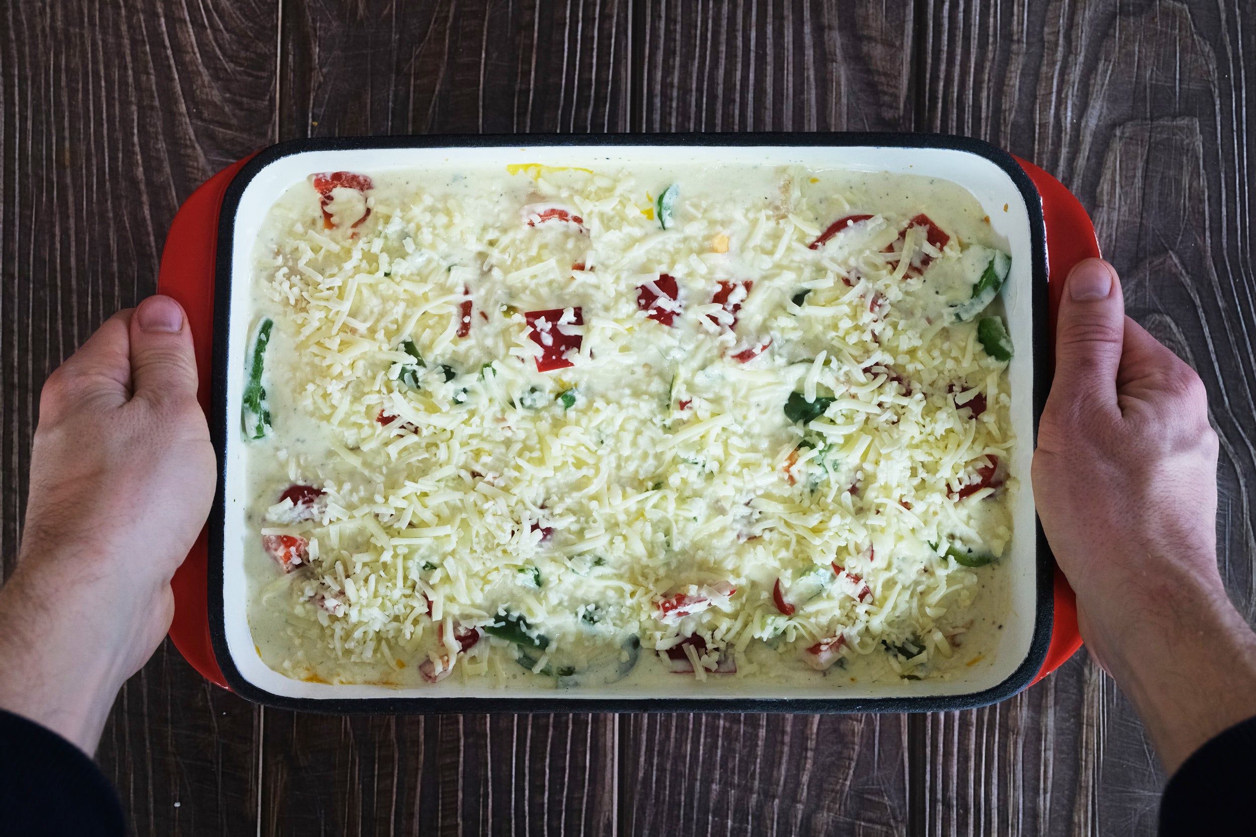 Enameled Cast Iron Rectangular Roaster, Casserole Dish, Lasagna Pan, Deep Roasting Pan - Red