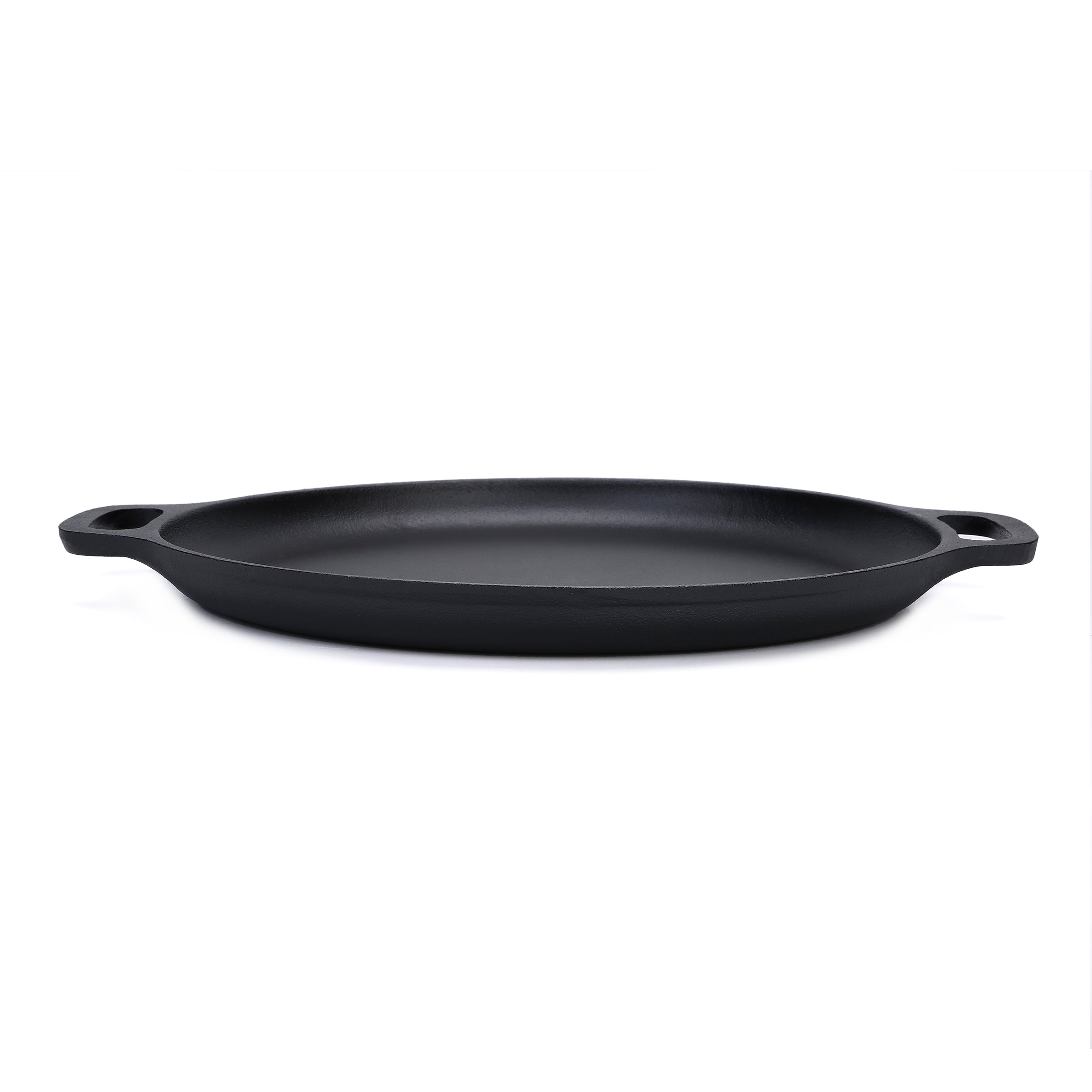 Cast Iron Pizza Pan 13.8"/35 cm, Baking Pan, Cooking Griddle, Silicone Handle Holders, and Scraper