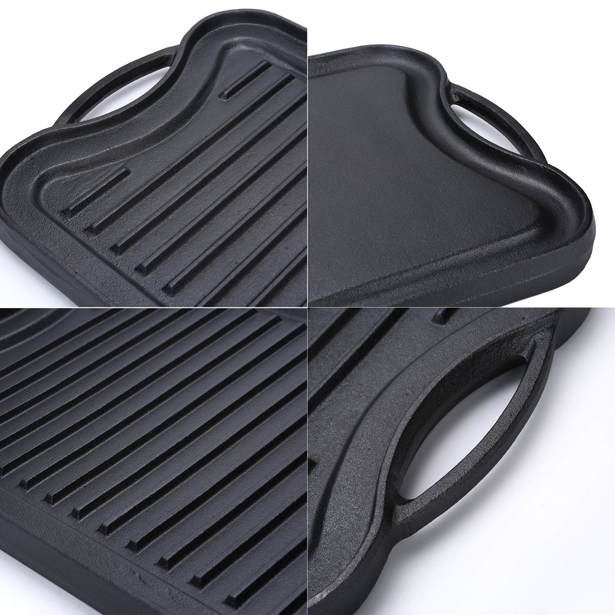 Cast Iron Griddle (20" by 10"/51 cm x 26 cm), Reversible, Grill and Griddle Combo, fits over two stovetop burners