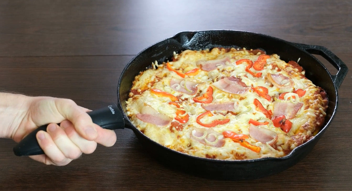 Silicone Hot Handle Holder + Assist Holder, Potholder (2-Pack Black) - Sleeve Grip, Handle Cover