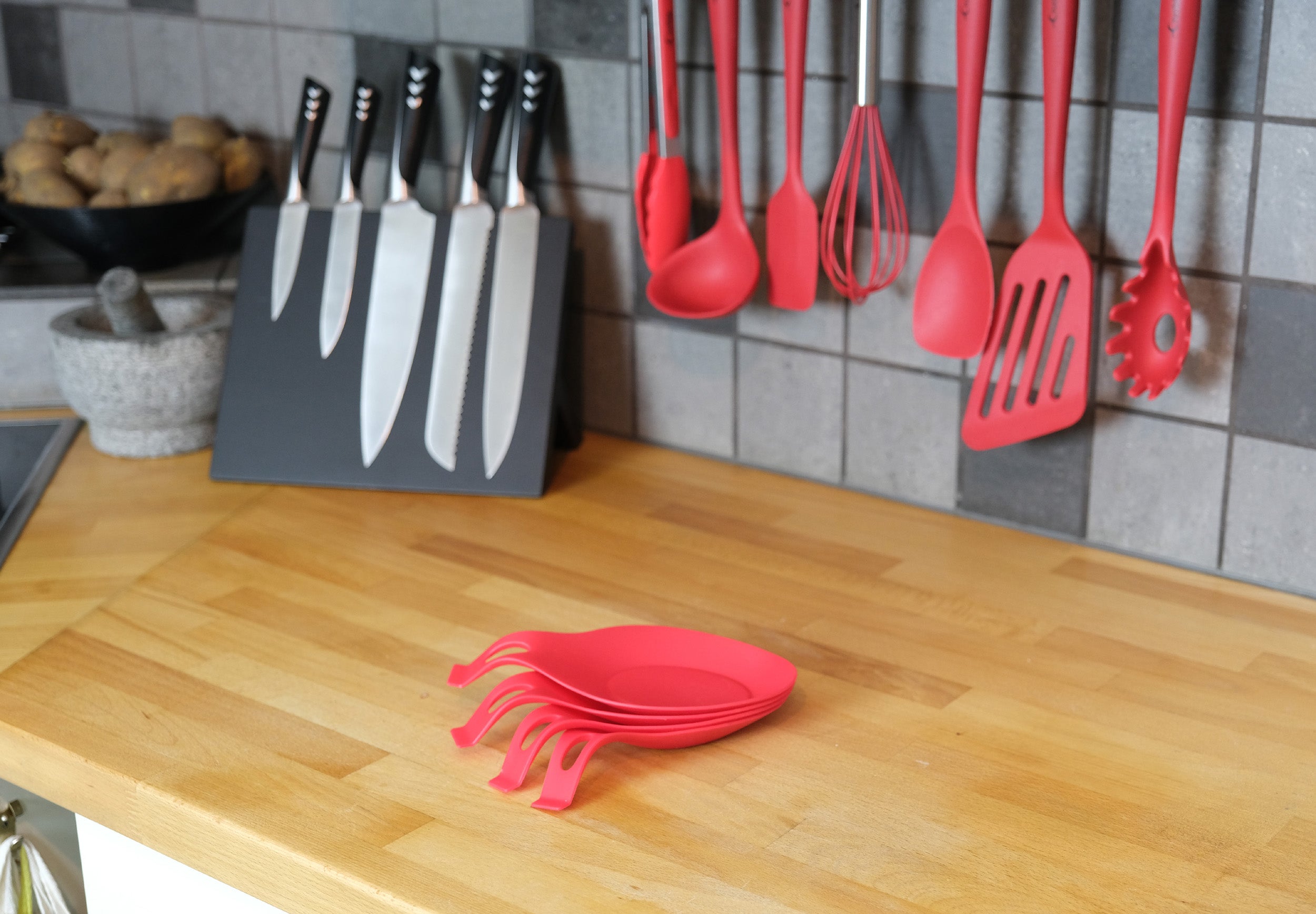 Silicone Spoon Rests (Set of 4) - Red