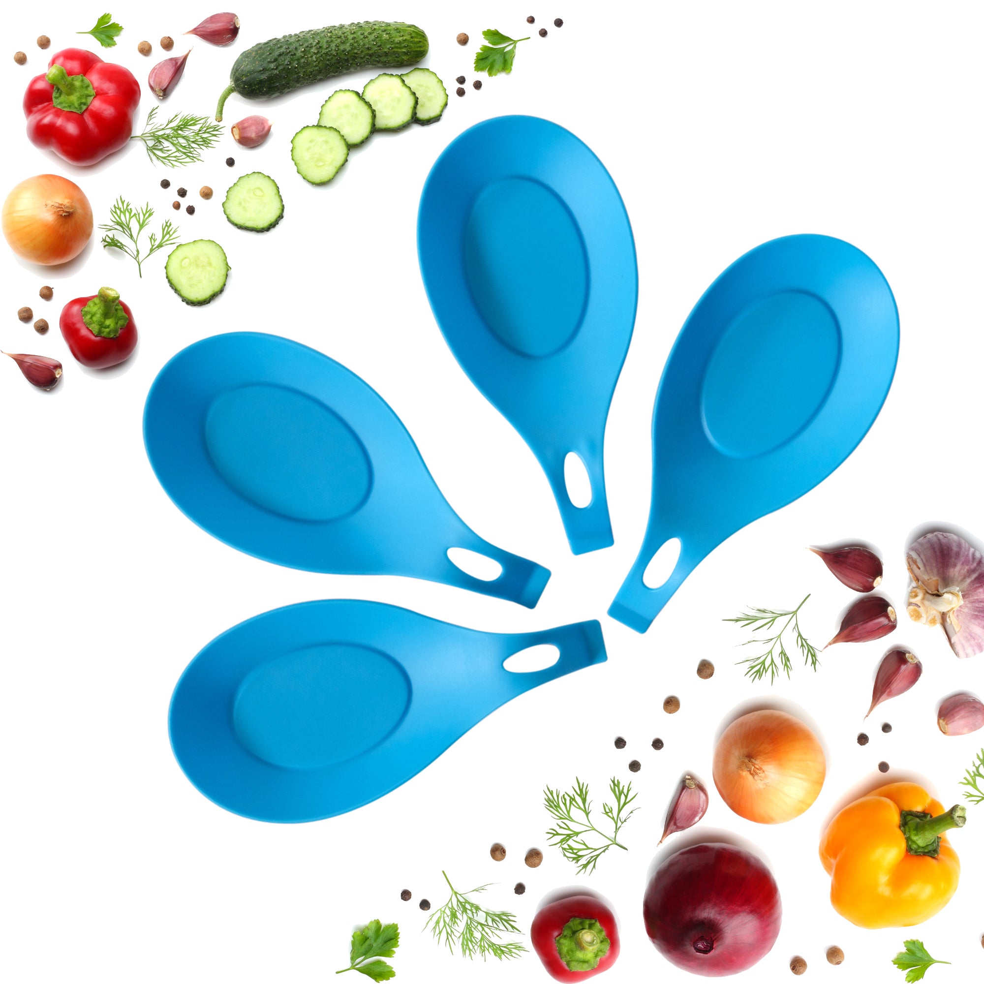 Silicone Spoon Rests (Set of 4) - Turquoise
